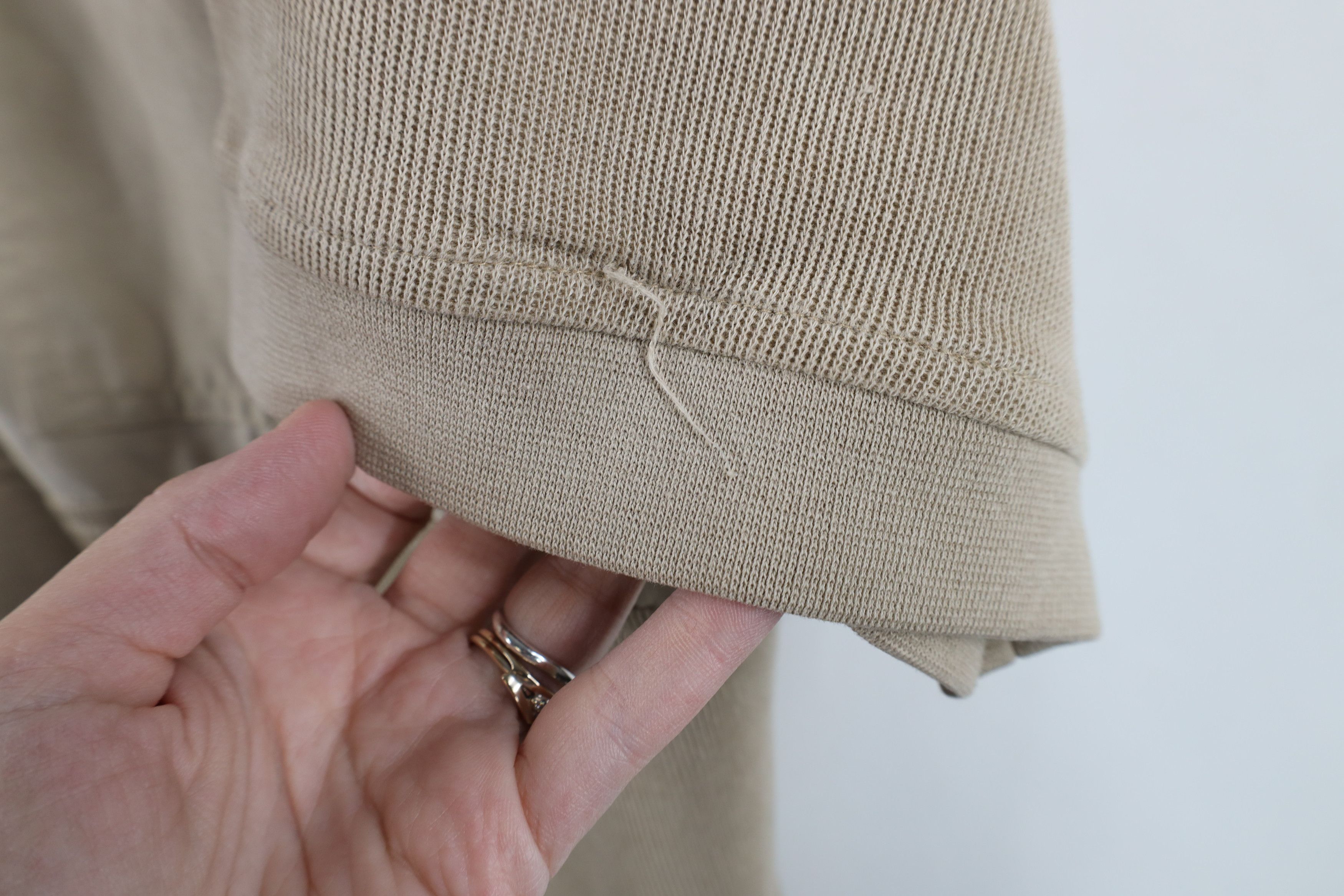 Vintage Vintage 90s Streetwear Ribbed Knit Pullover Polo Shirt Beige Size US L / EU 52-54 / 3 - 7 Thumbnail