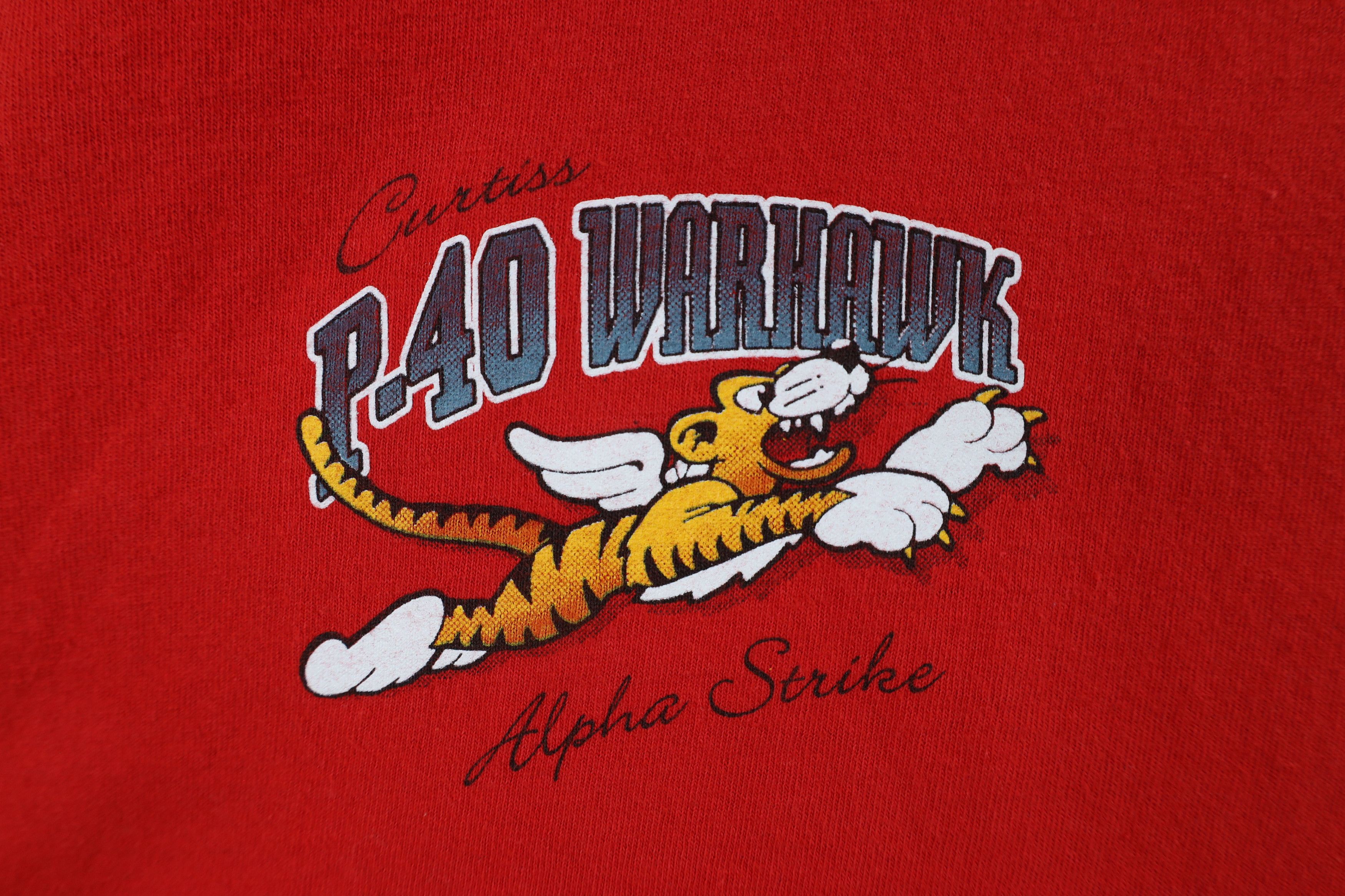 Vintage Vintage 90s Streetwear P-40 Warhawk Alpha Strike T-Shirt Size US XXL / EU 58 / 5 - 4 Thumbnail