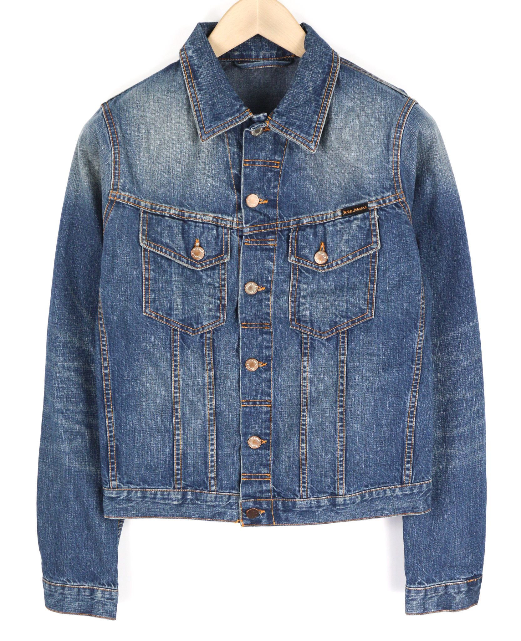 Nudie Jeans TERRY S Worn Washed Blue Denim Jacket 81074 Size US S / EU 44-46 / 1 - 1 Thumbnail