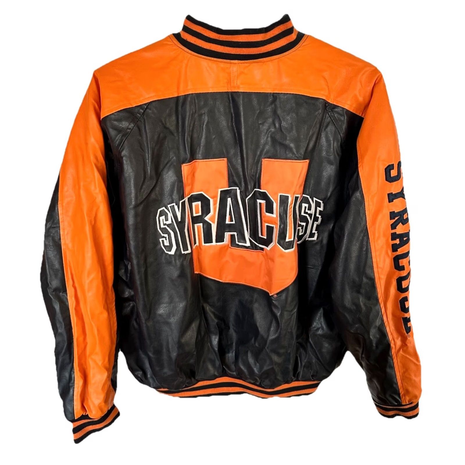 Vintage VINTAGE Steve & Barry’s Syracuse University Orangemen Leather Jacket XL Blue Bomber Jacket Men Size US XL / EU 56 / 4 - 2 Thumbnail