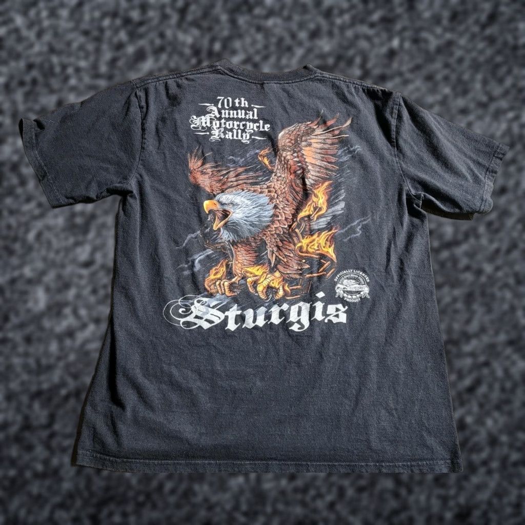 Doublet Sturgis Mens L T-Shirt Motorcycle Rally 70th Annual Double-Sided Crew Neck Black Cotton Short Sleeve Size L Size US L / EU 52-54 / 3 - 1 Thumbnail