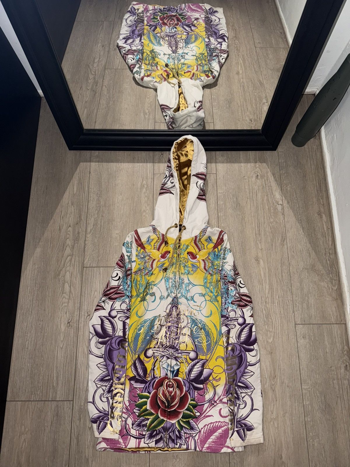 Ed Hardy × Vintage Vintage / Y2K Ed Hardy Forever Hoodie All Over Print Size XS / US 0-2 / IT 36-38 - 2 Thumbnail