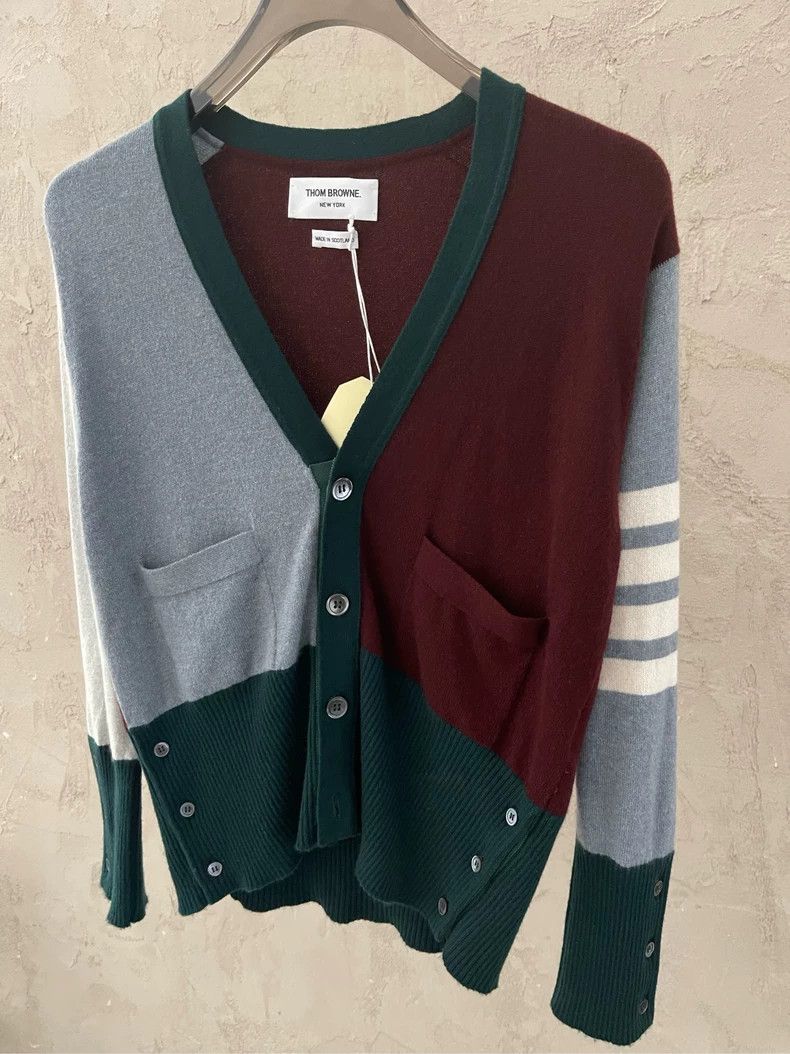 Thom Browne Thom browne Colorful stitching four-striped cashmere cardig Size US M / EU 48-50 / 2 - 4 Thumbnail