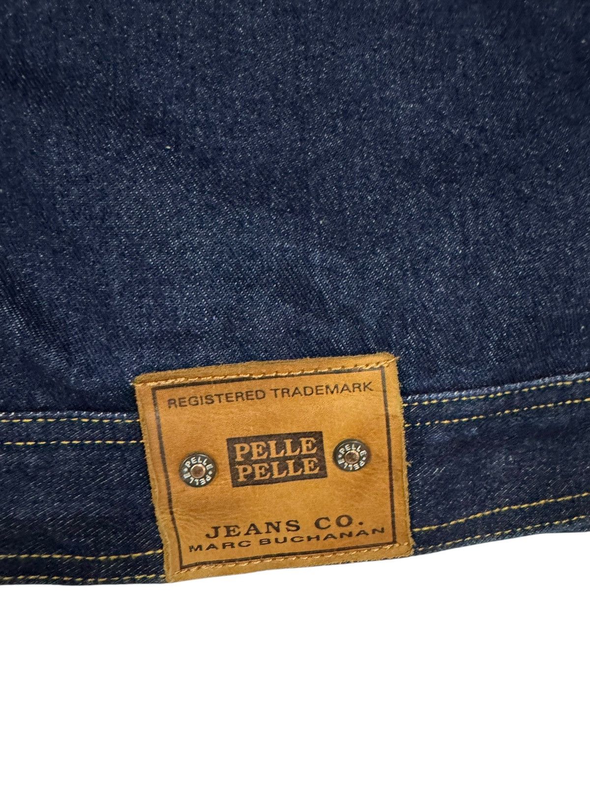 Marc Buchanan × Pelle Pelle × Vintage Vtg🔥90’s Marc Buchanan Pelle Pelle Jeans Trucker Jacket Size US L / EU 52-54 / 3 - 16 Thumbnail