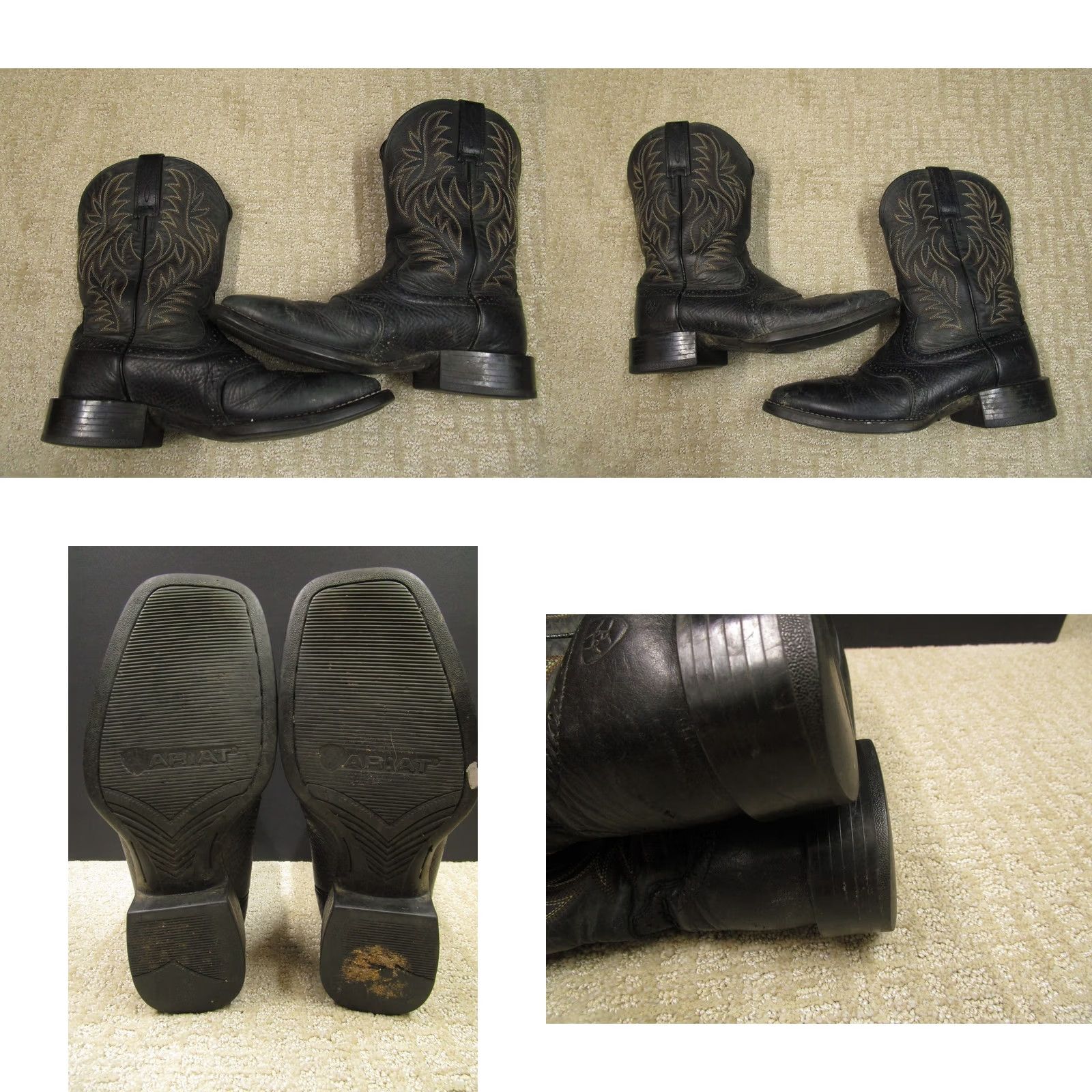 Ariat Ariat Boots Men Western Leather Black Square Toe 7 Size US 7 / EU 40 - 8 Thumbnail