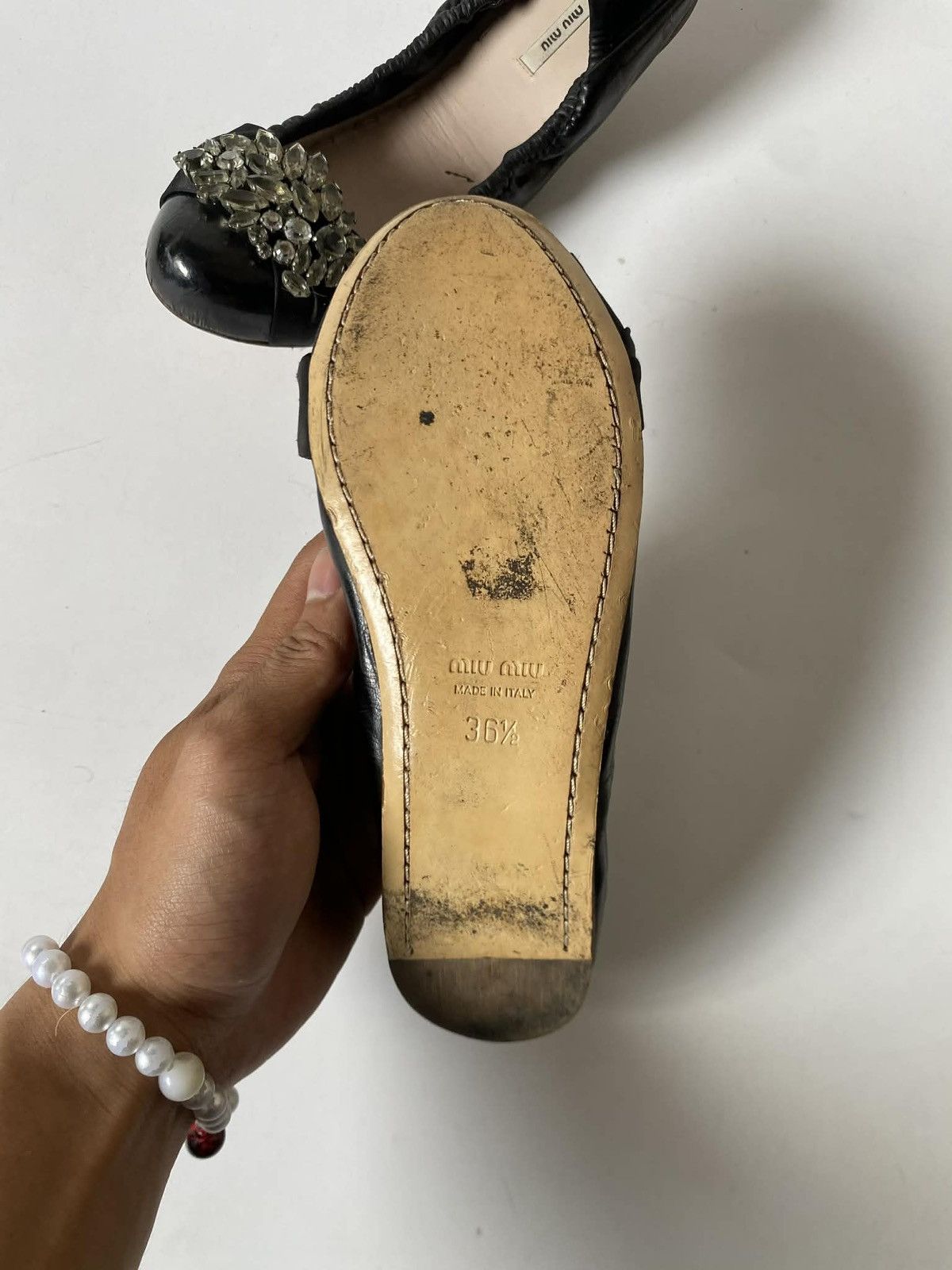Miu Miu Miu Miu Y2K Archive Crystal-Embellished Scrunch Flats Size US 8.5 / IT 38.5 - 5 Thumbnail