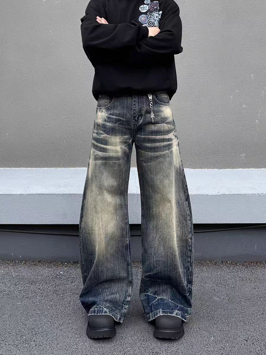 Jean Wash-faded distressed wide-leg jeans Size US 30 / EU 46 - 1 Thumbnail