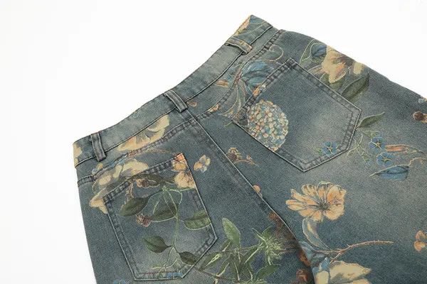 Japanese Brand Nami American retro floral print loose wide-leg jeans Size US 32 / EU 48 - 6 Thumbnail