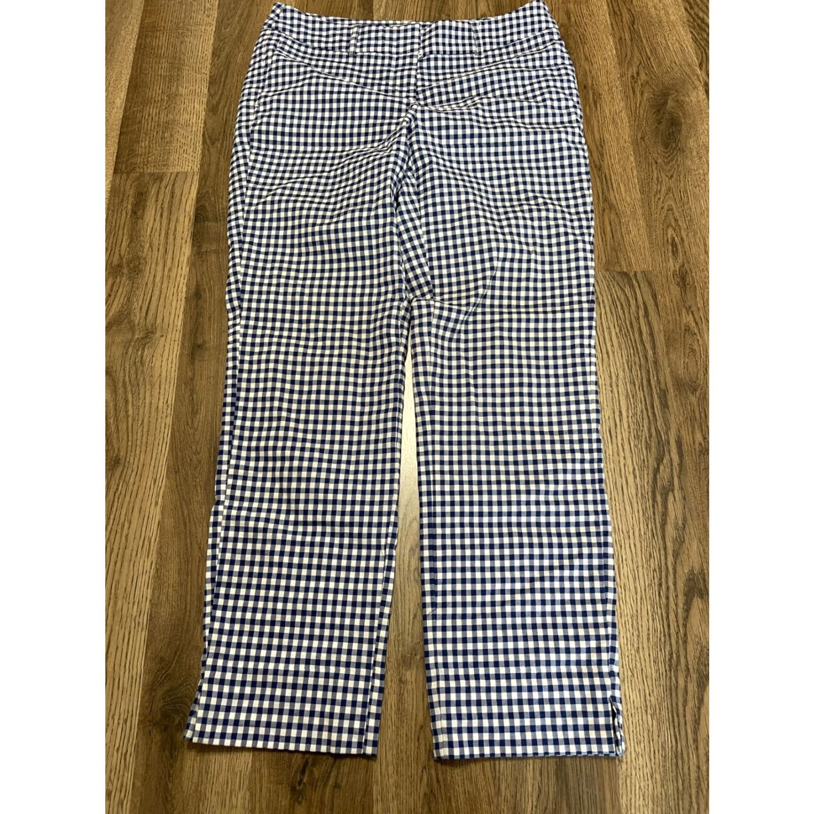 Vintage Halogen Pants Women Size 2 Plaid Ankle Straight Leg Blue White Casual Vintage: No Size 26" / US 2 / IT 38 - 2 Thumbnail