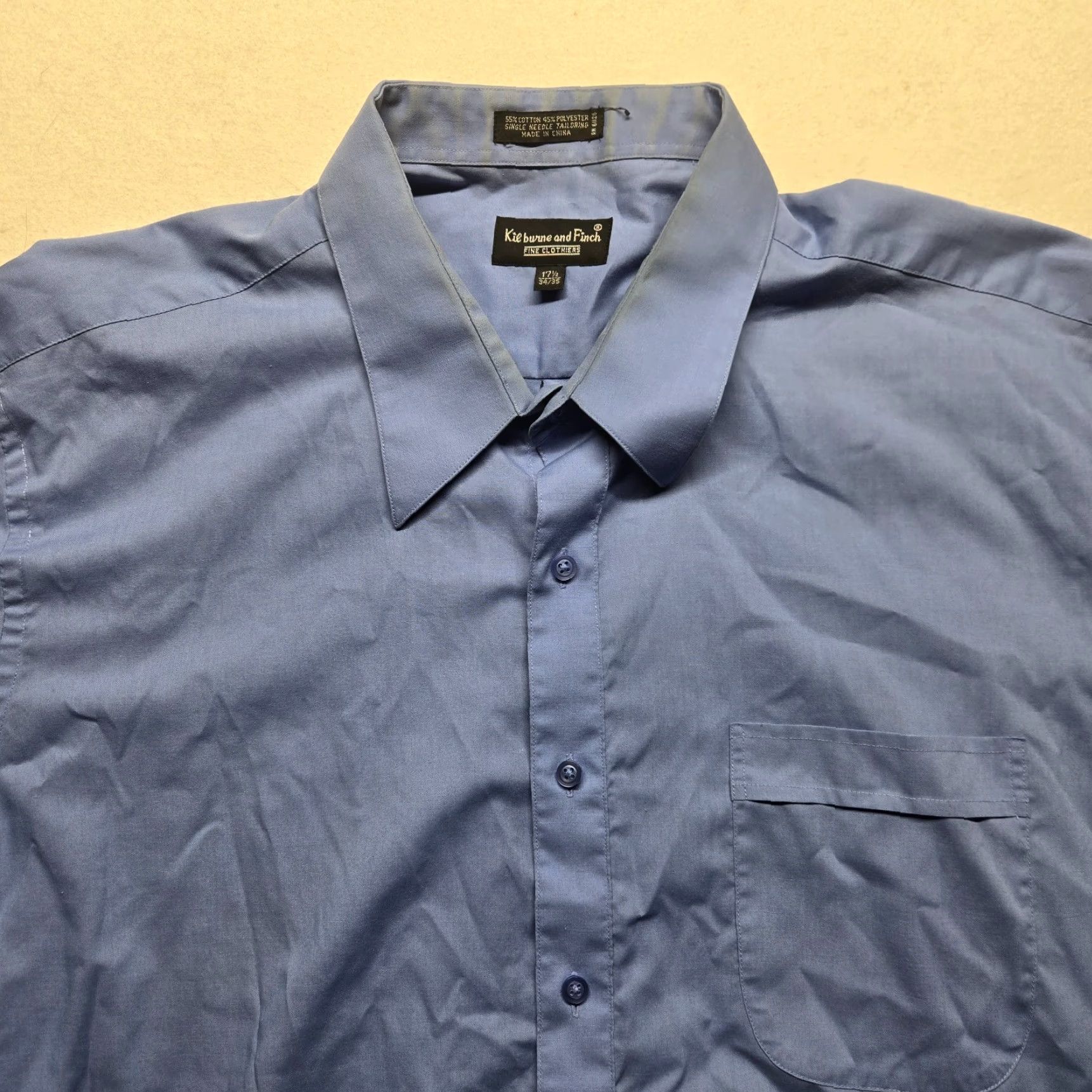 Vintage Kilburne and Finch Dress Shirt Men 17.5 Blue Long Sleeve Button Up Size 46R - 2 Thumbnail