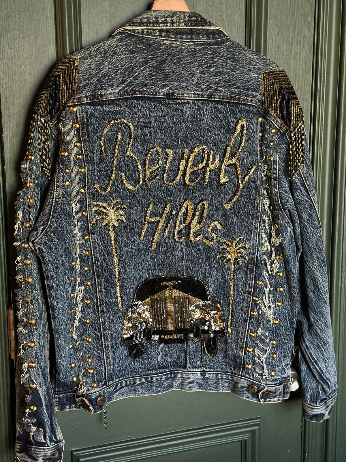 Other Custom Made Denim Jacket Beverly Hills Rolls Royce Studded Size US L / EU 52-54 / 3 - 1 Thumbnail
