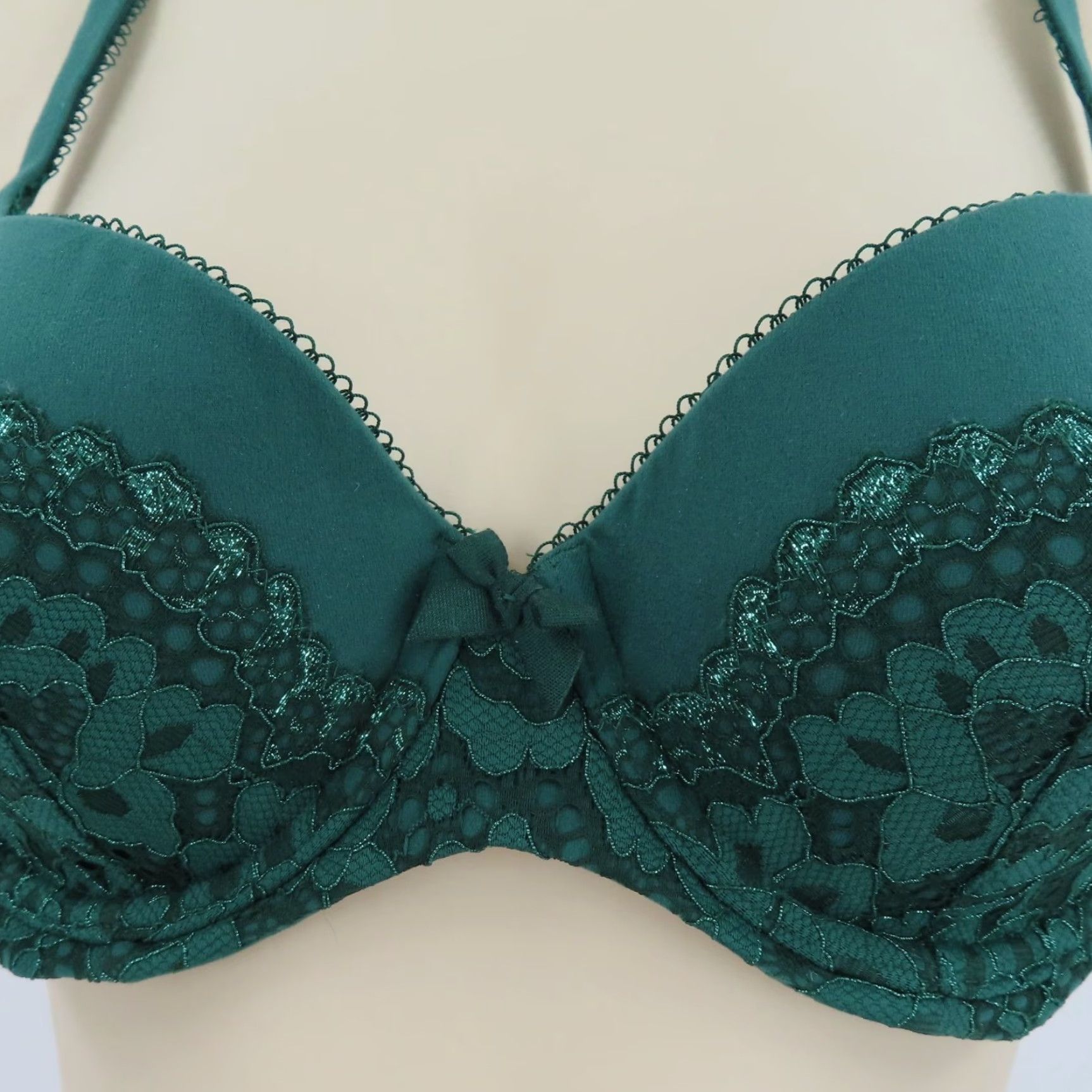 Victoria's Secret Victoria's Secret Body By Victoria Lined Demi Bra 32D Green Underwire Bow Size ONE SIZE - 3 Thumbnail