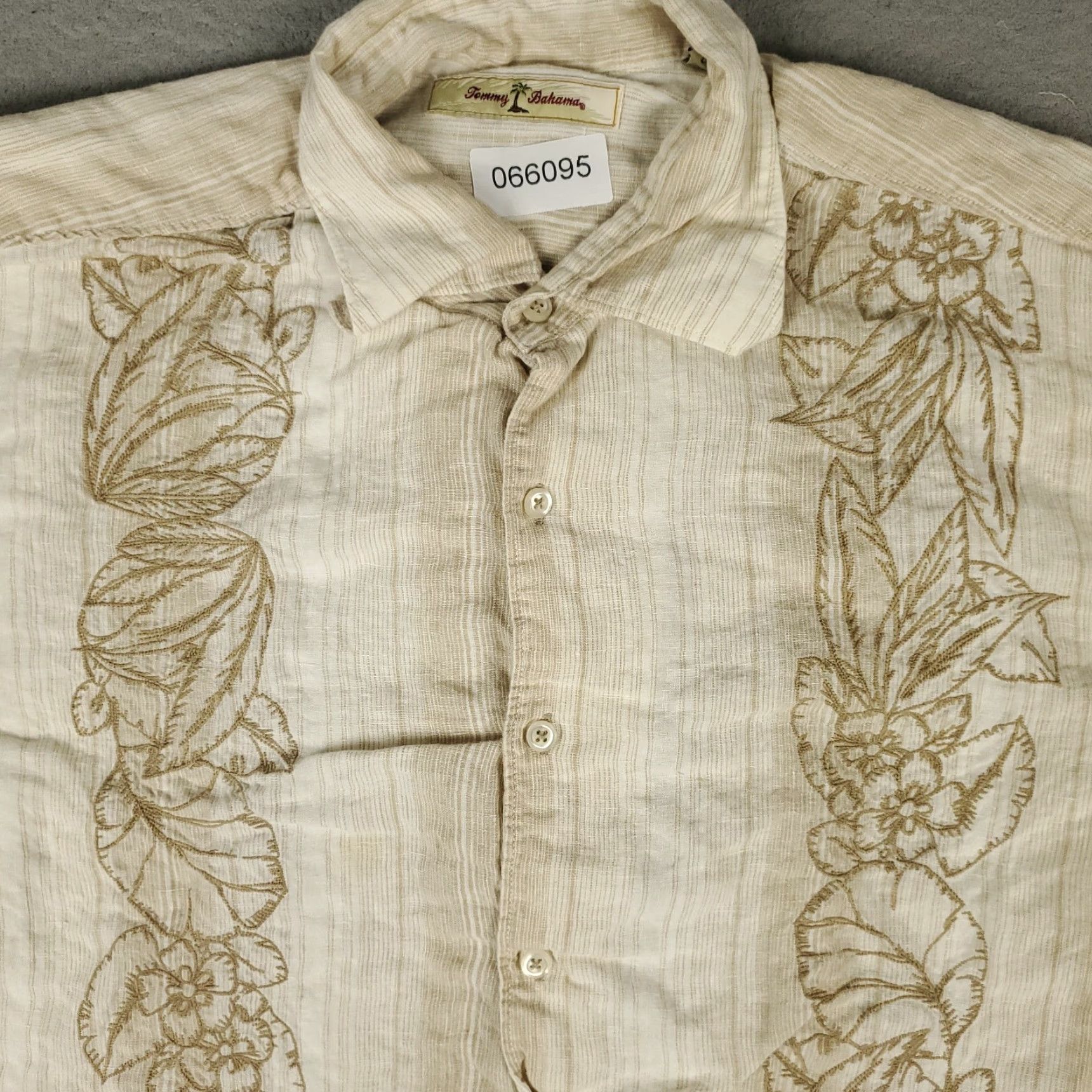 Tommy Bahama Tommy Bahama Shirt Mens L Beige Striped Linen Button-Up Long Sleeve Shirt Size US L / EU 52-54 / 3 - 2 Thumbnail