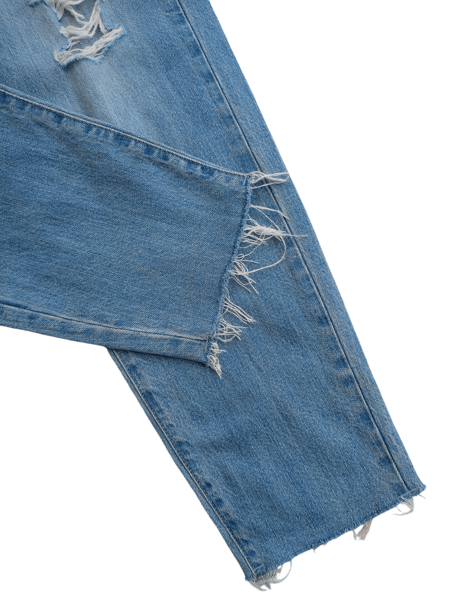 Kaihara Denim × Uniqlo × Vintage UNIQLO Cropped Distressed Relaxed Tapered Streetwear Denim Size 22" - 10 Thumbnail