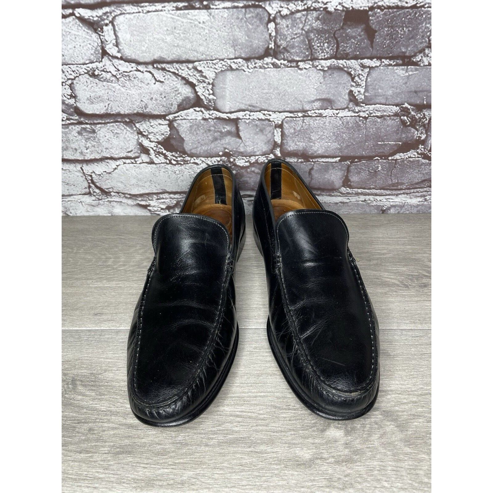 Santoni Santoni Black Leather Moc Toe Slip On Dress Loafers Shoes Me Size US 9.5 / EU 42-43 - 20 Thumbnail