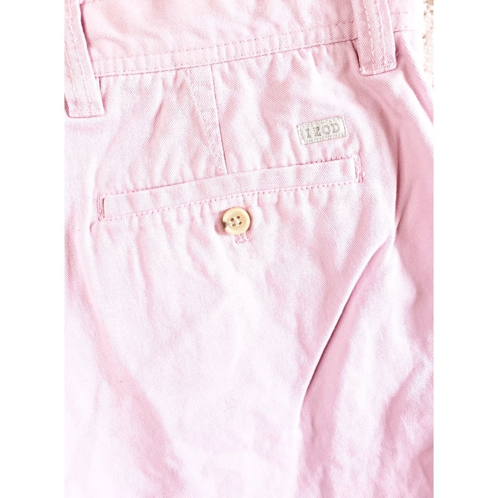 Izod IZOD Saltwater Shorts Men 34x9 Pink Regular Fit Flat Front 9" Inseam Casual Cotton Chino Zip Belt Loops Logo Stretch Vintage? No Size US 34 / EU 50 - 7 Thumbnail