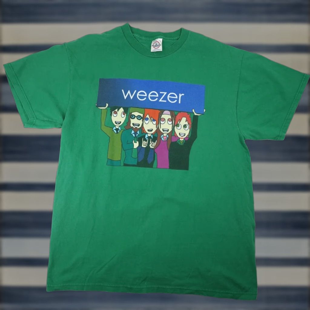 Vintage VINTAGE Weezer Cartoon Group Photo Band Tee Mens Large Green Size US L / EU 52-54 / 3 - 1 Thumbnail