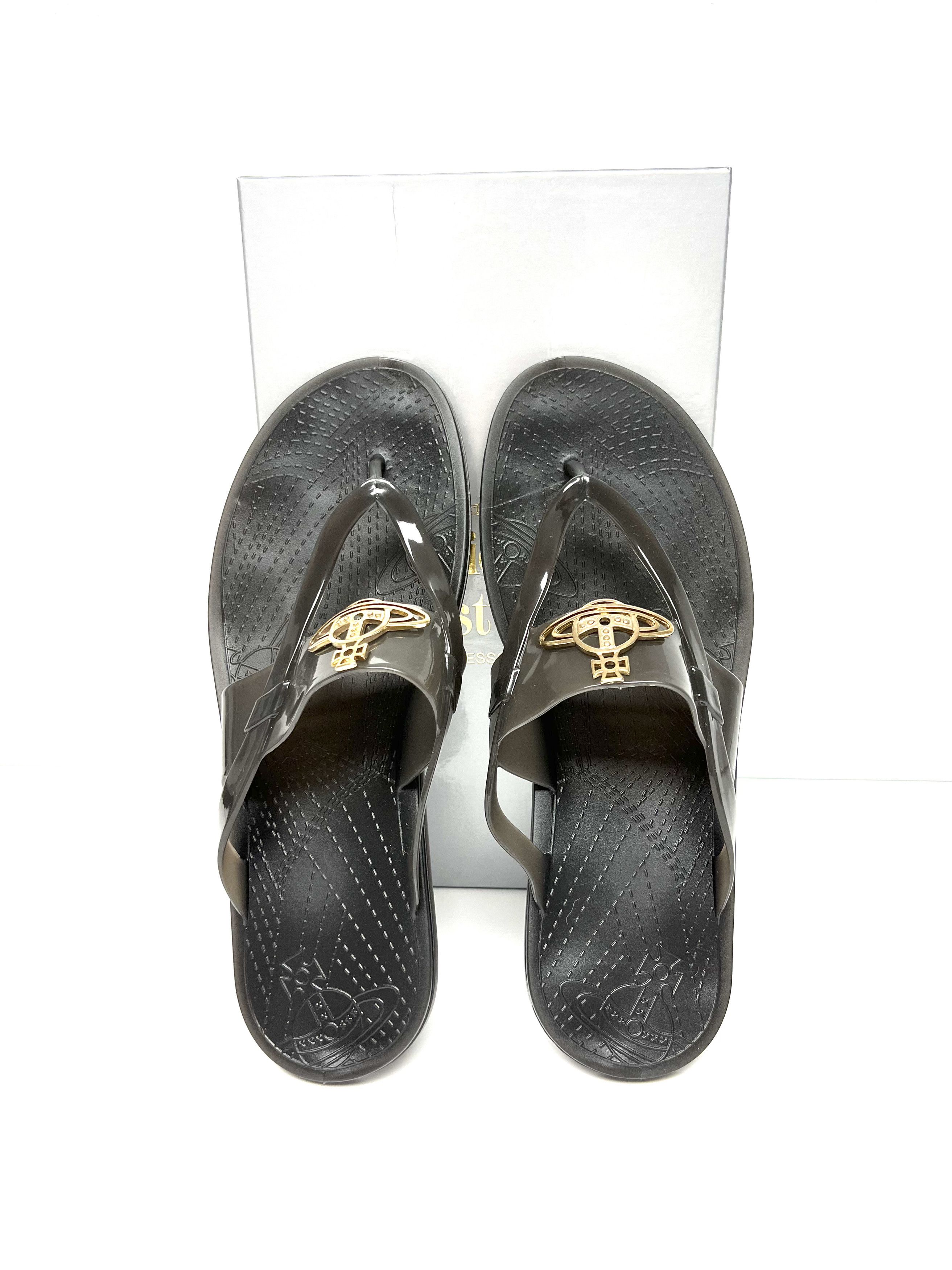 Vivienne Westwood NEW, VIVIEENE WESWOOD UNISEX BLACK FLIP FLOPS, SS13 Size US 11 / EU 44 - 11 Thumbnail