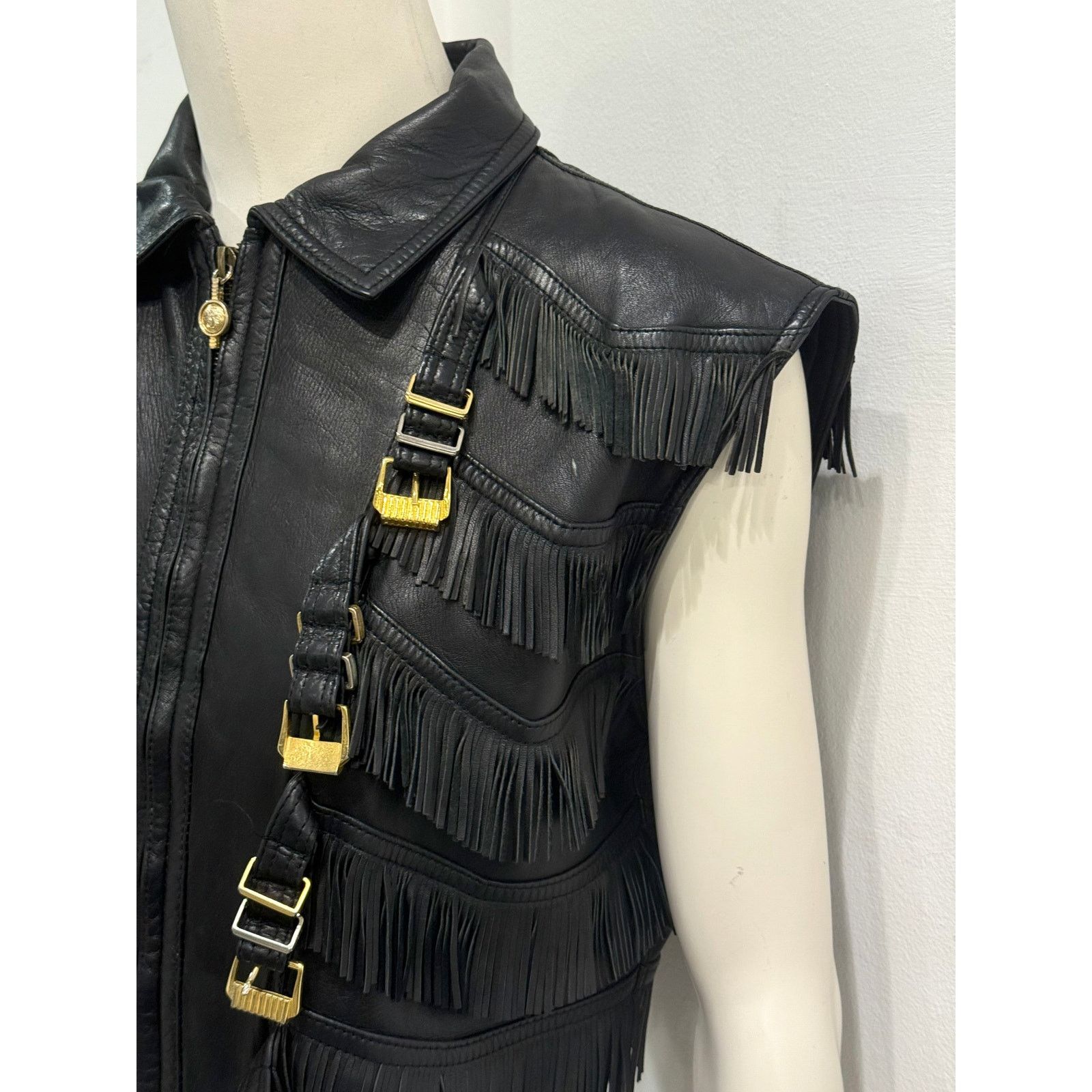 Versace A/W1992 Gianni Versace bondage fringe leather vest Size M / US 6-8 / IT 42-44 - 10 Thumbnail