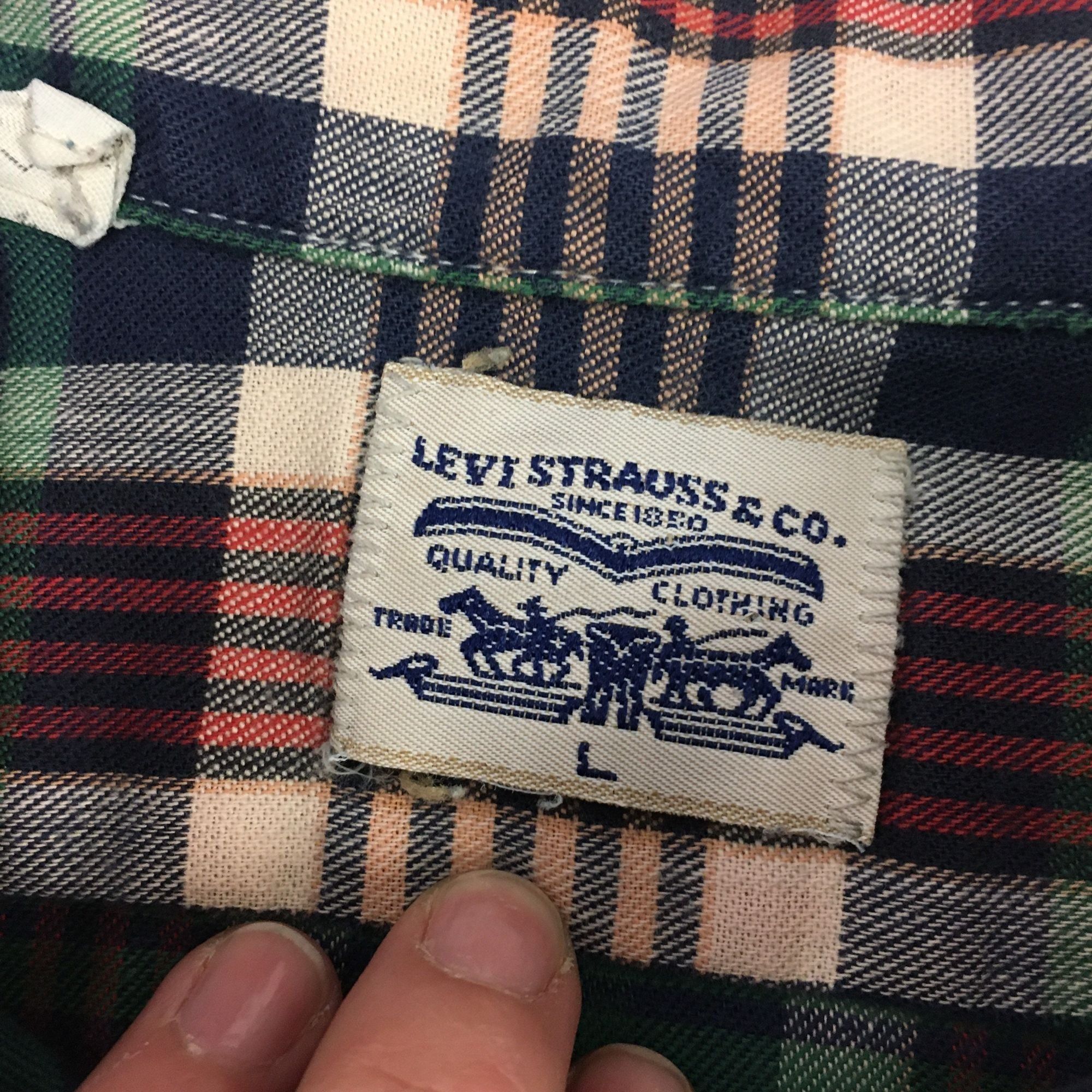 Levi's Vtg Levi's Blue PLAID Button Down Work Chore Casual Shirt Size US L / EU 52-54 / 3 - 3 Thumbnail