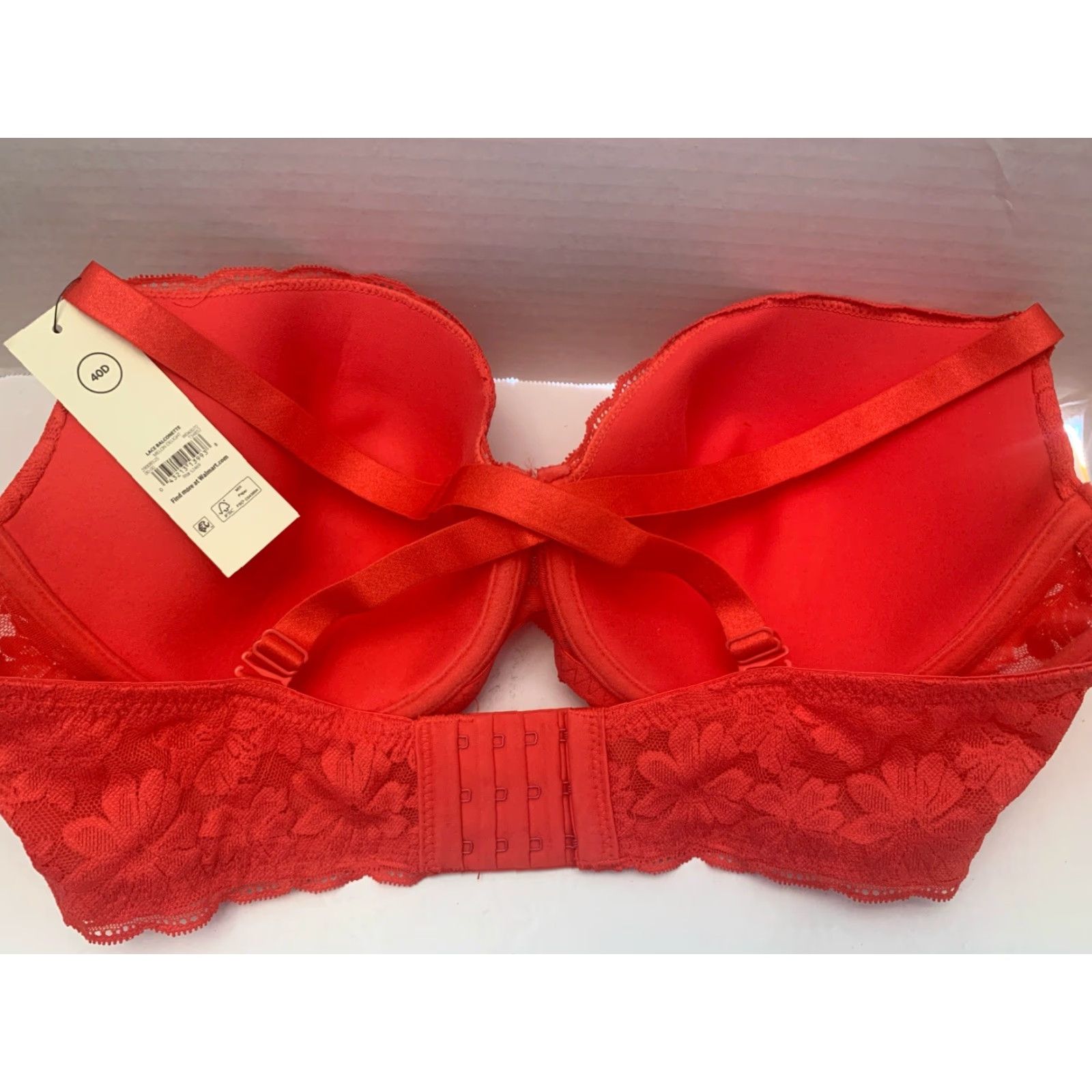 Vintage No Boundaries Bra 40D Red Floral Lace Underwire Balconette Adjustable Strap Women's Size ONE SIZE - 5 Thumbnail
