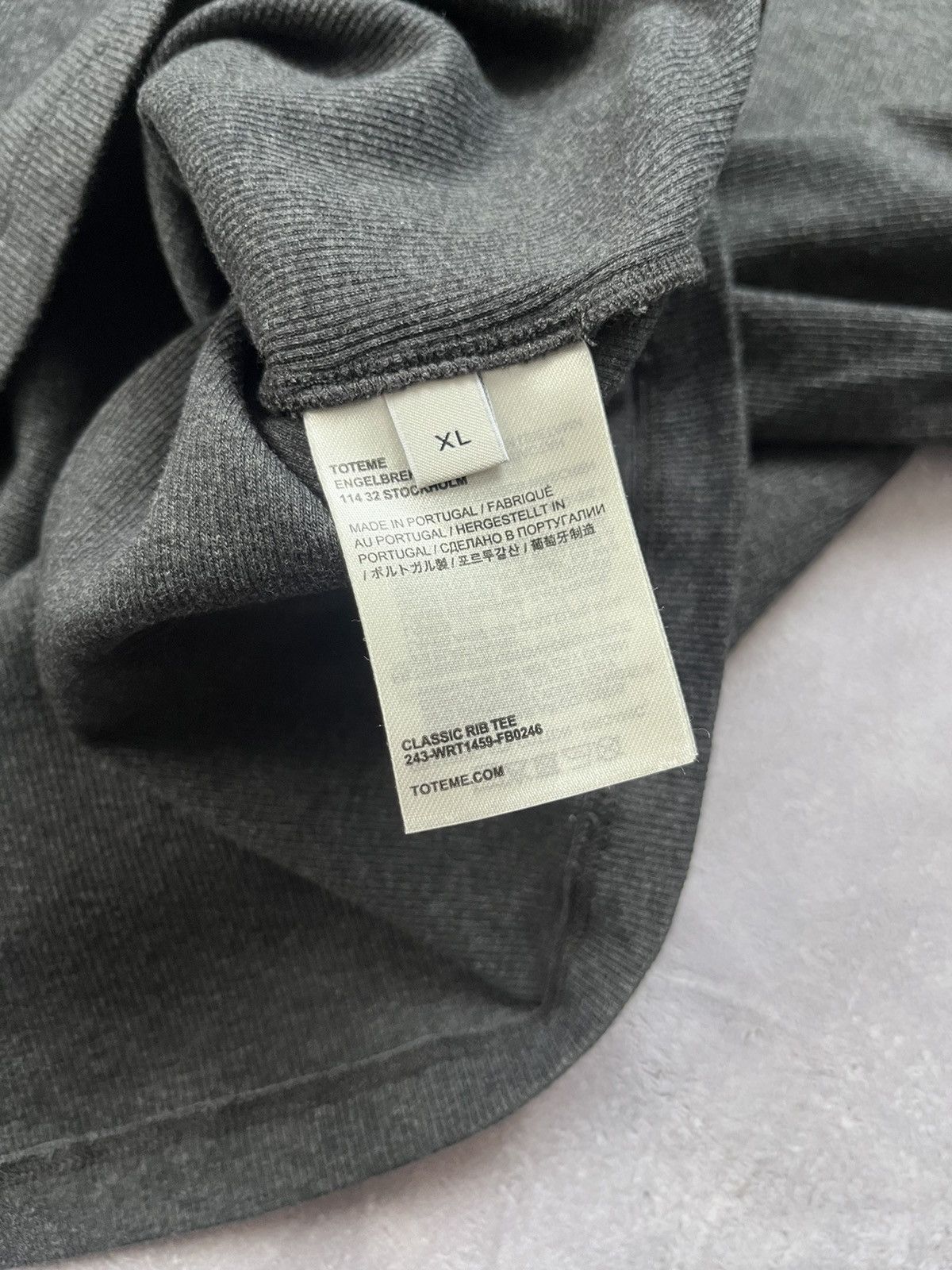 Toteme Toteme Classic Rib Tee Gray T-Shirt Size XL Size XL / US 12-14 / IT 48-50 - 4 Thumbnail