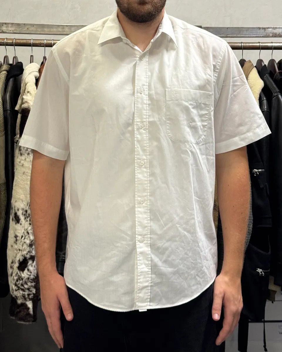 Designer × Vintage × Yves Saint Laurent 1990s Yves Saint Laurent White Short Sleeves Shirt Size US XL / EU 56 / 4 - 2 Thumbnail
