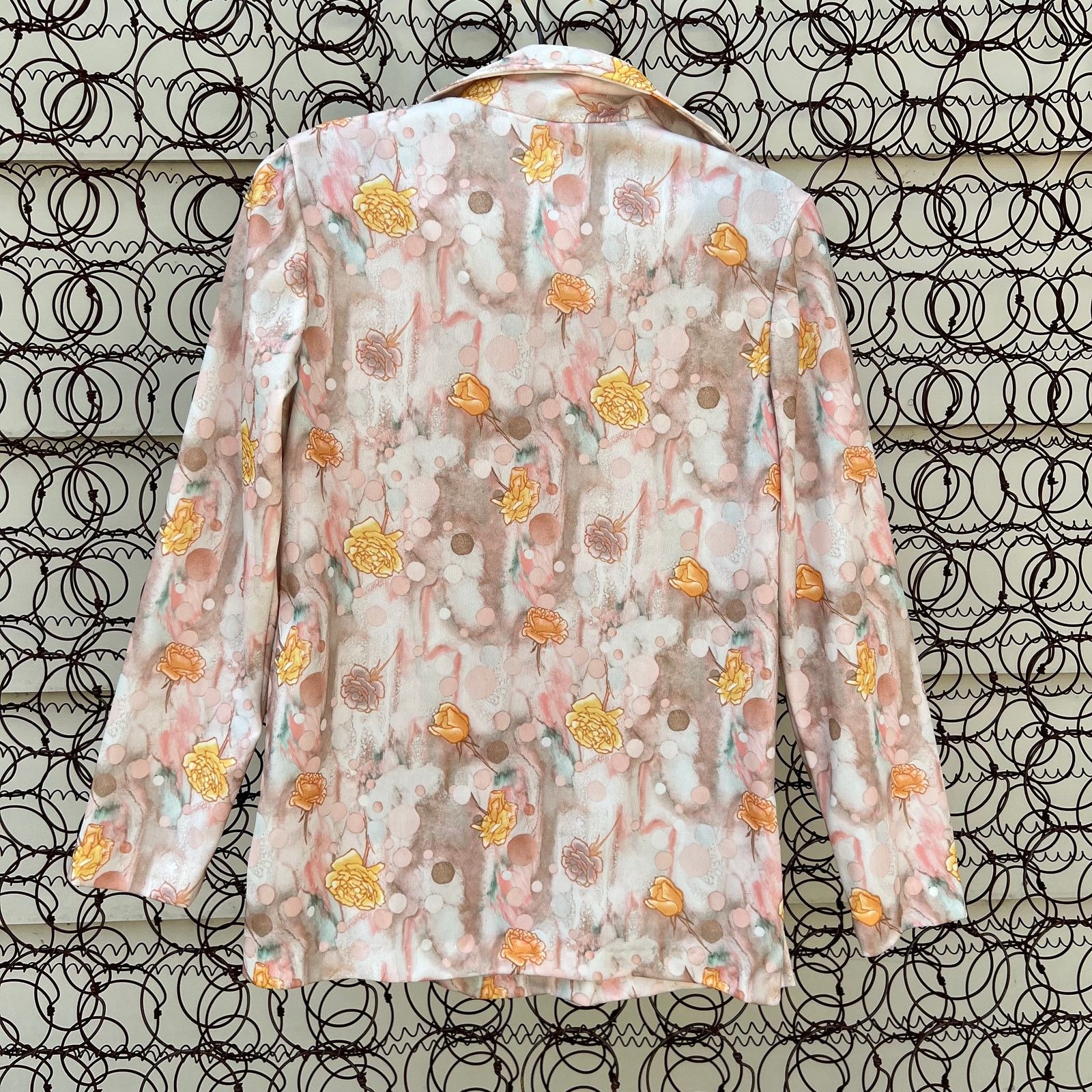 Vintage 70s yellow rose dagger point collar button down blouse Size M / US 6-8 / IT 42-44 - 5 Thumbnail