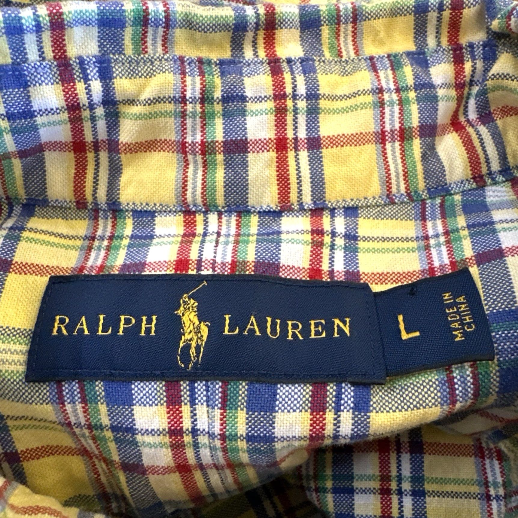 Ralph Lauren Ralph Lauren Shirt Mens Large Yellow Blue Plaid Long Sleeve Button-Up Button-Down Collar Classic Preppy Cotton Chambray All Seasons Men Size US L / EU 52-54 / 3 - 5 Thumbnail