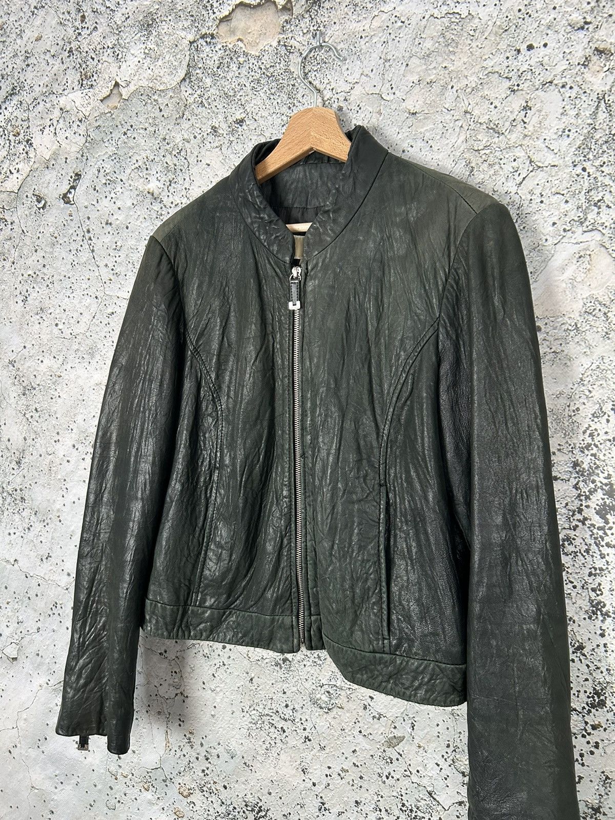 Designer × Michael Kors Michael Kors Green Genuine Leather Jacket MK Punk Rock Size L / US 10 / IT 46 - 2 Thumbnail
