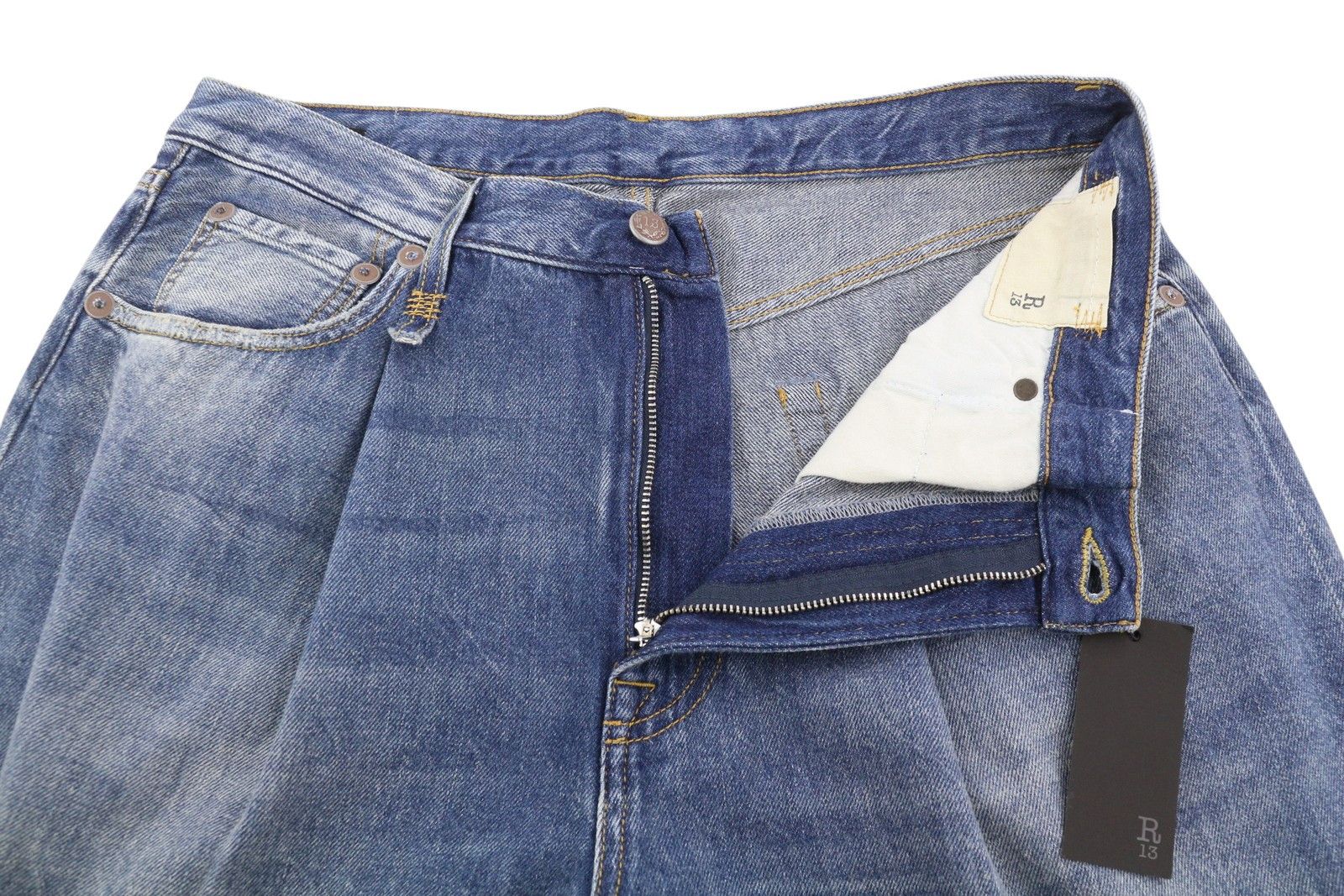 R13 DAMON PLEATED 33 Kellen Faded Blue PS26 88274 Size 33" - 4 Thumbnail