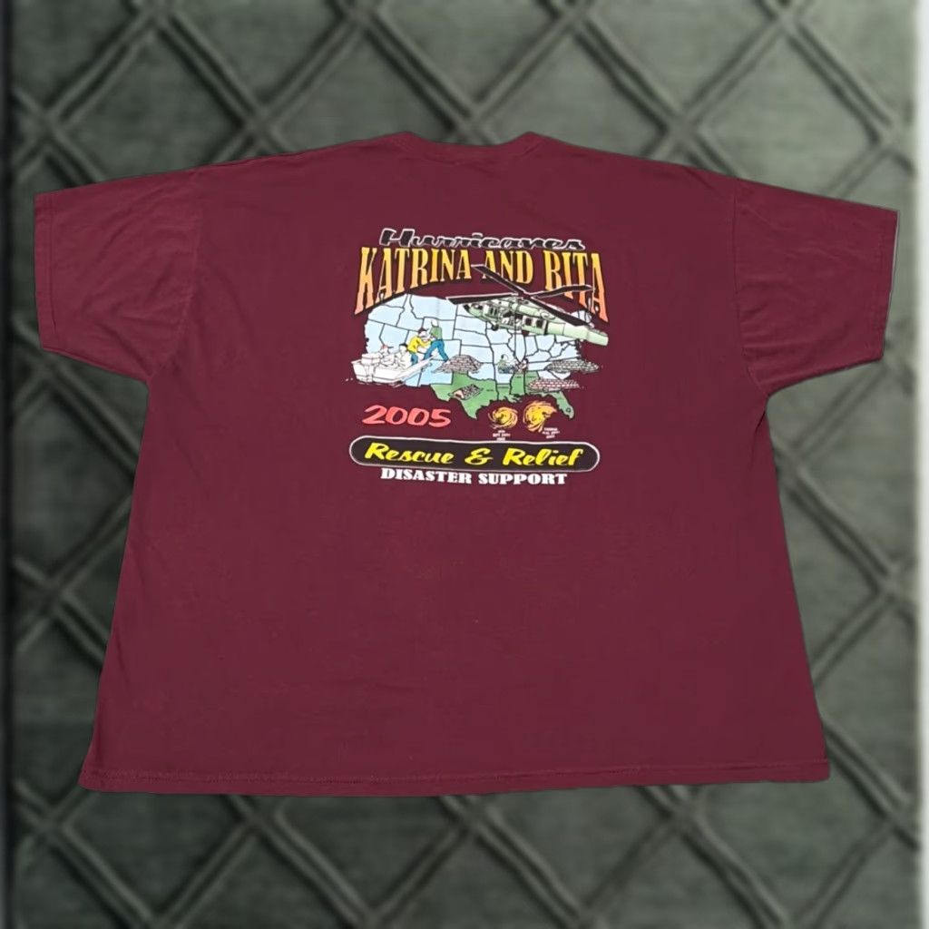 Jerzees VINTAGE Hurricane Katrina + Rita Rescue Relief 2005 Red T-Shirt 3XL Men JERZEES Regular Size US XXL / EU 58 / 5 - 1 Thumbnail