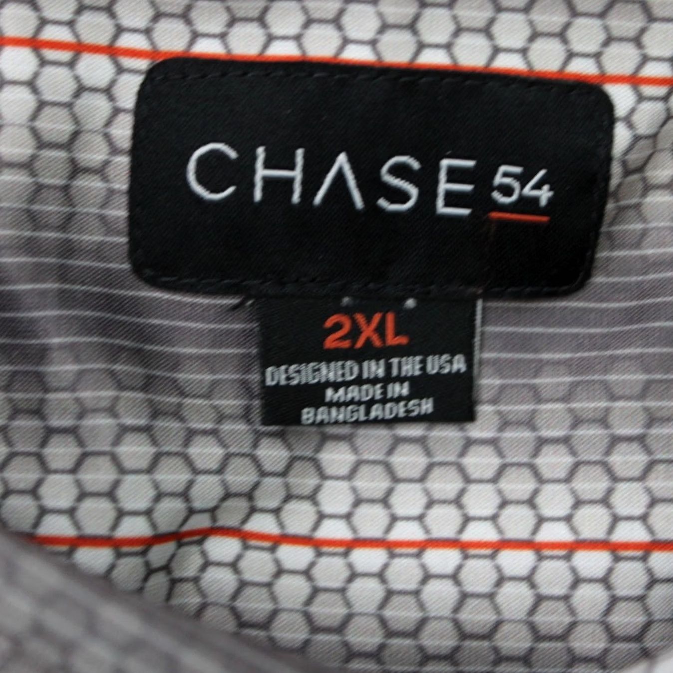 Vintage Chase 54 Polo Shirt Mens 2XL XXL Gray/Orange Geometric Golf Stretch Short Sleeve Polo Shirt Mens 2XL Size US XXL / EU 58 / 5 - 5 Thumbnail