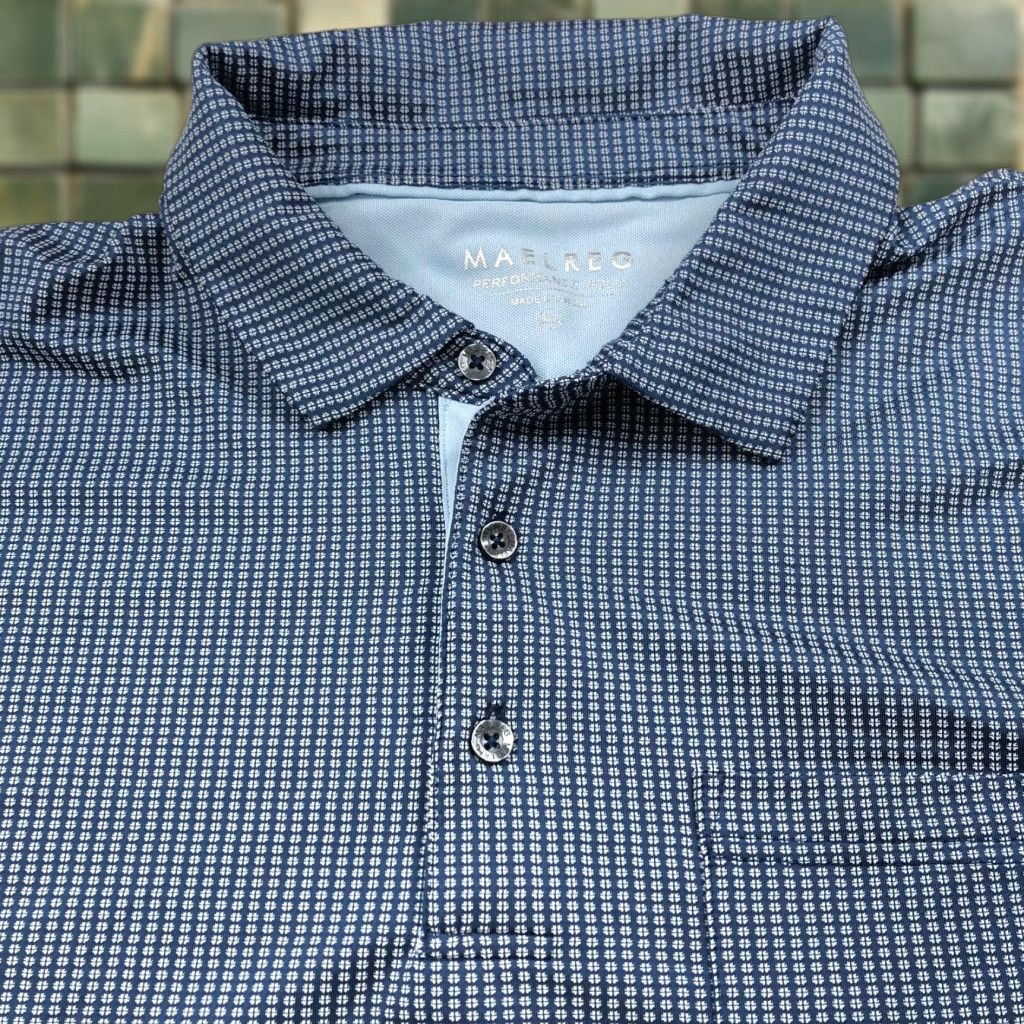 Vintage Maelreg Performance Polo Shirt 3XL Blue All Over Print Polo Shirt Men Short Sleeve Polo Golf Shirt Size US XXL / EU 58 / 5 - 1 Thumbnail