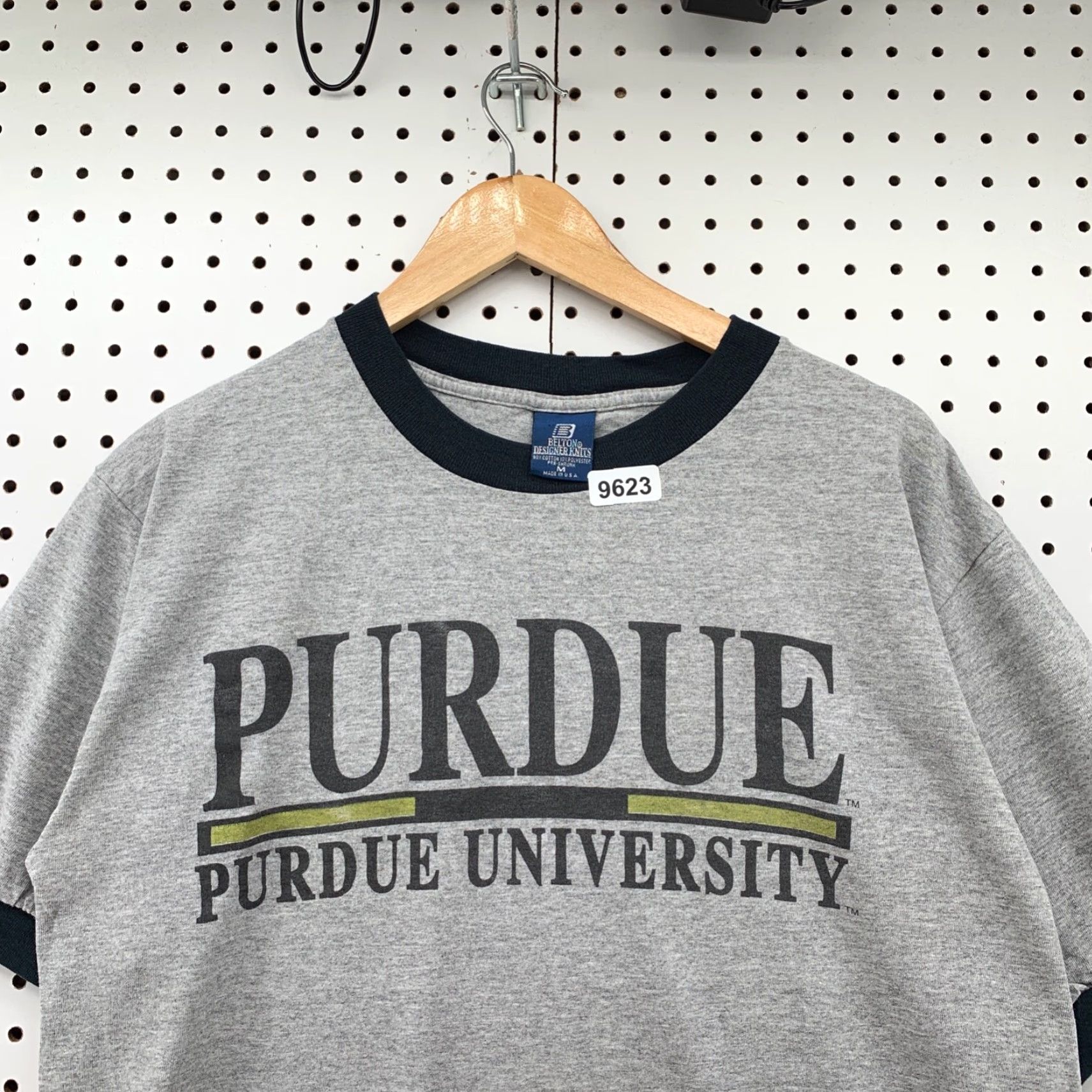 Vintage Vintage Purdue Boilermakers Ringer Shirt Mens Medium Gray Made USA 21.5x27 Belton Cotton Crew Neck Short Sleeve 80s T-Shirt University Mens Size US M / EU 48-50 / 2 - 5 Thumbnail