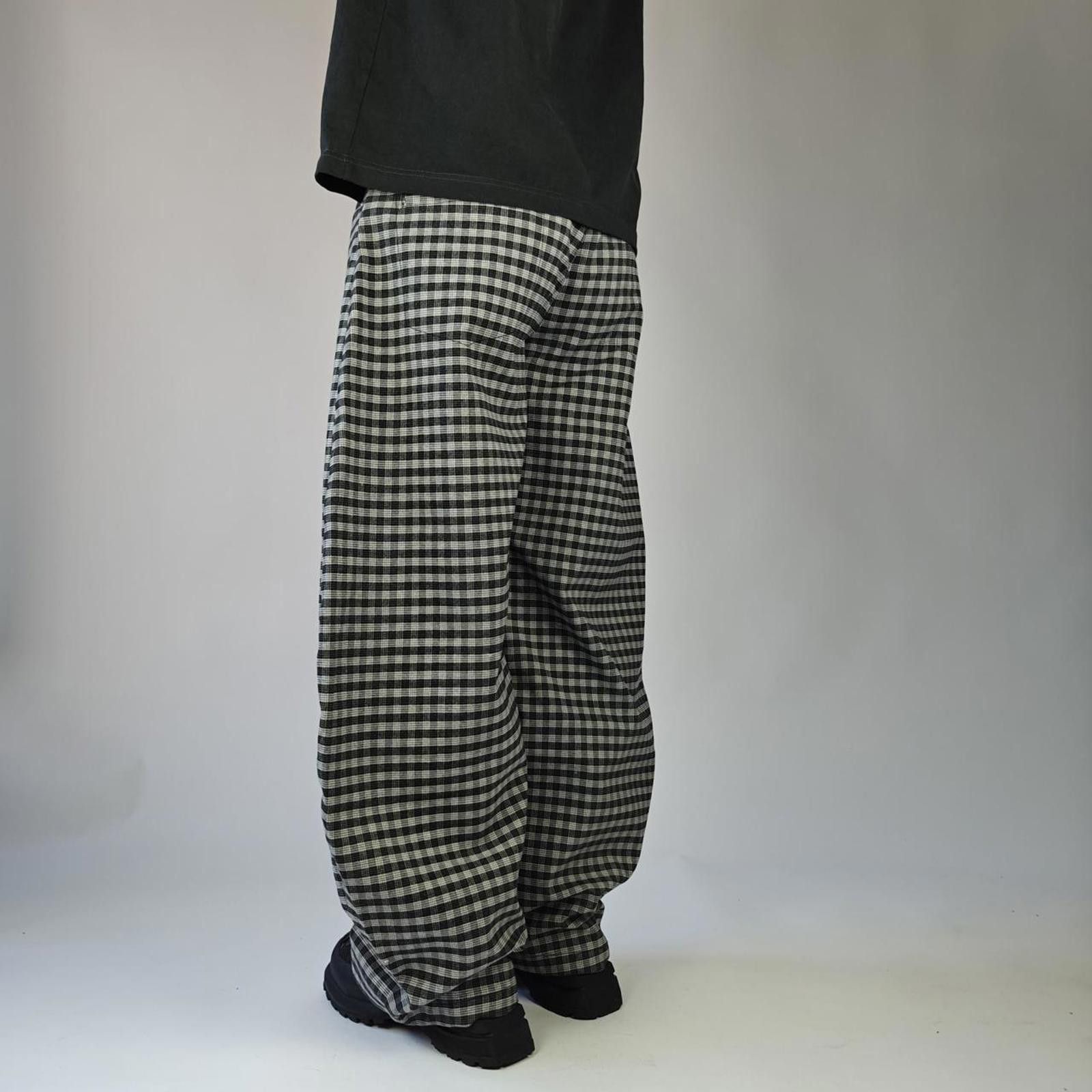 Other Chequered Curved Ultra Wide Trousers Size US 33 - 3 Thumbnail