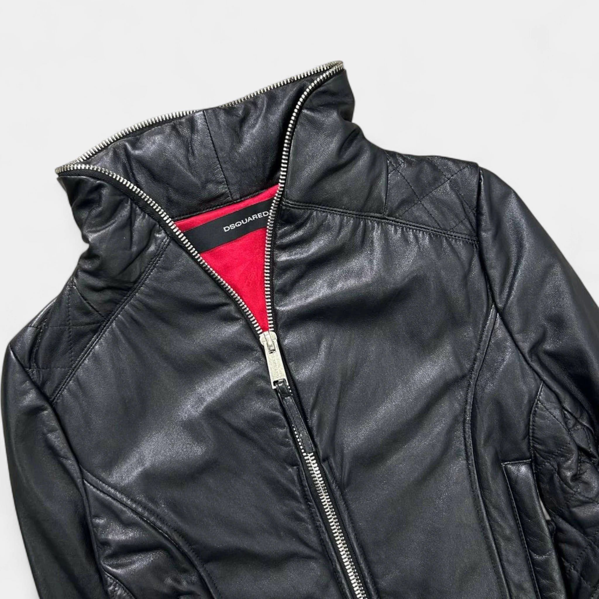 Dsquared2 Dsquared2 Black Cropped Leather Jacket Women Size M / US 6-8 / IT 42-44 - 3 Thumbnail