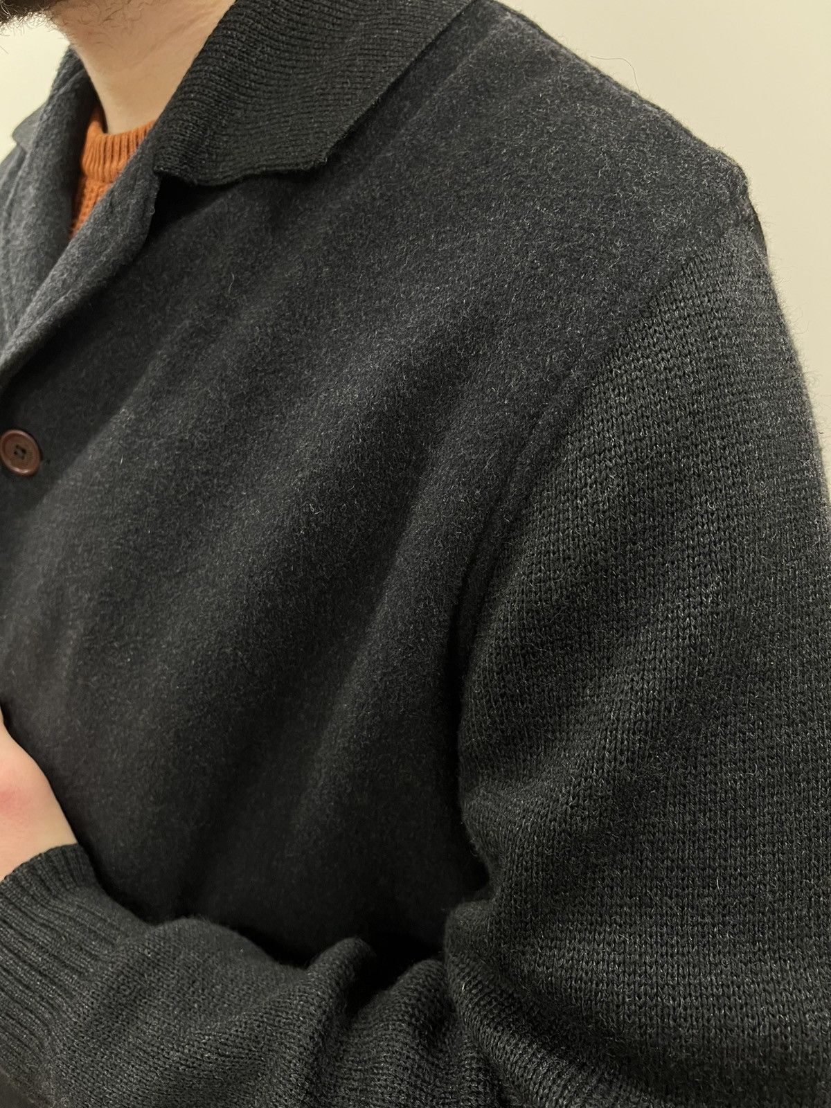 Burberry × Vintage Burberry Wool Gray Jacket Knit Sleeve Coat Size US L / EU 52-54 / 3 - 15 Thumbnail
