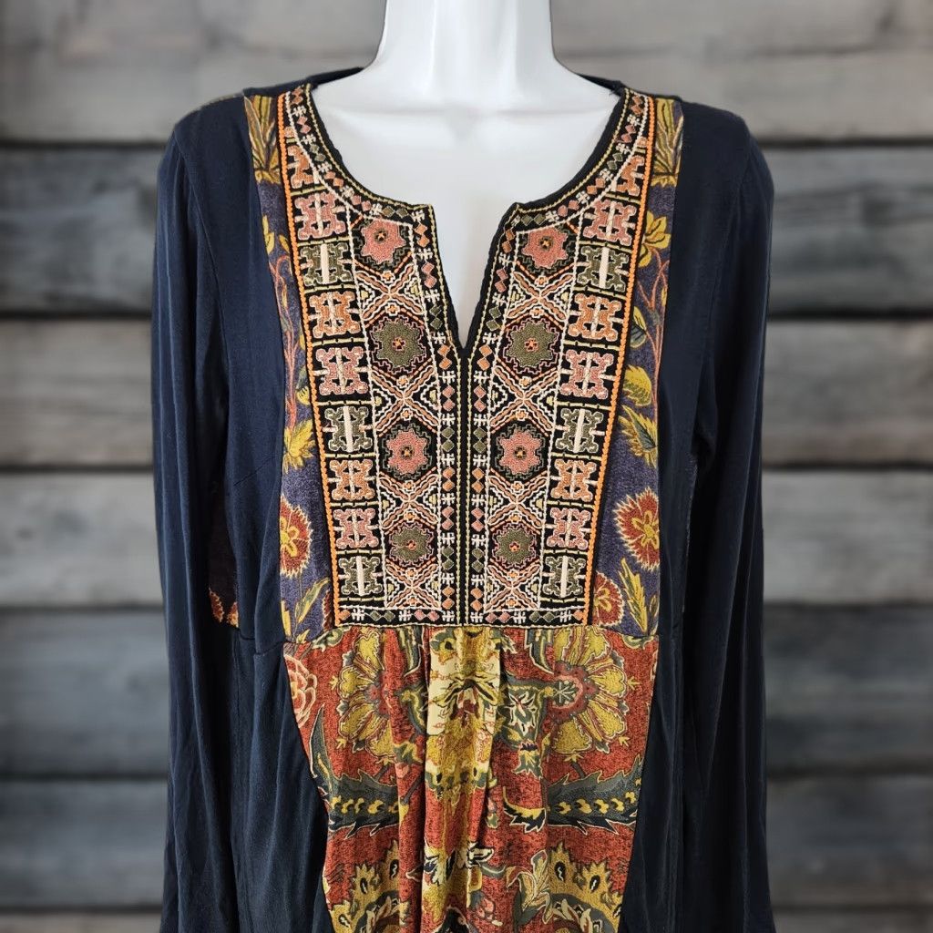 Soft Surroundings Soft Surroundings Womens Embroidered Blue Top Sz Small Long Sleeve Blouse Floral Primary Size S / US 4 / IT 40 - 1 Thumbnail