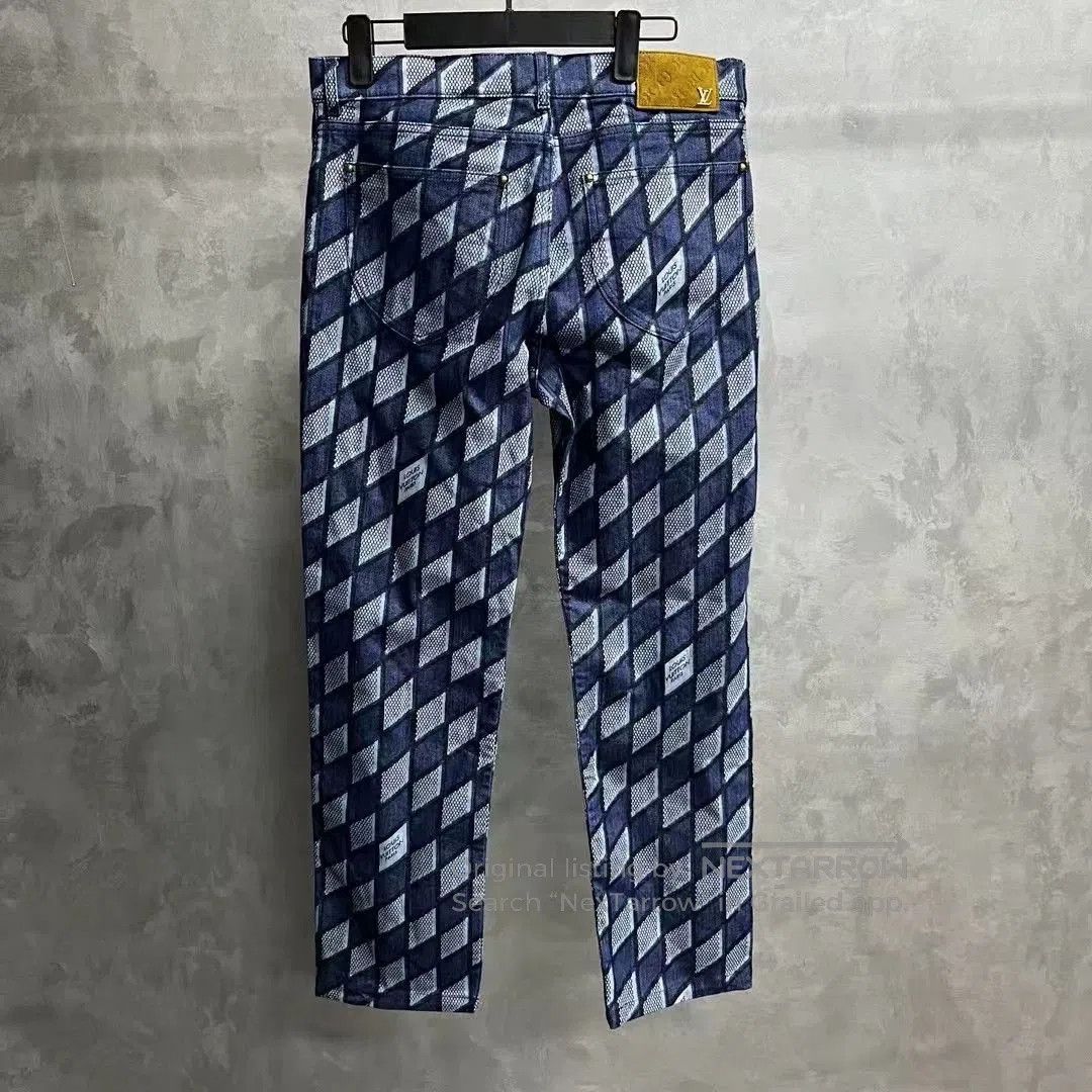 Louis Vuitton louis vuitton blue gray diamond pattern jeans. Size US 30 / EU 46 - 3 Thumbnail