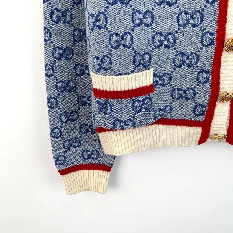 Gucci Gucci Blue logo jacquad full-print wool single-breasted lon Size M / US 6-8 / IT 42-44 - 5 Thumbnail