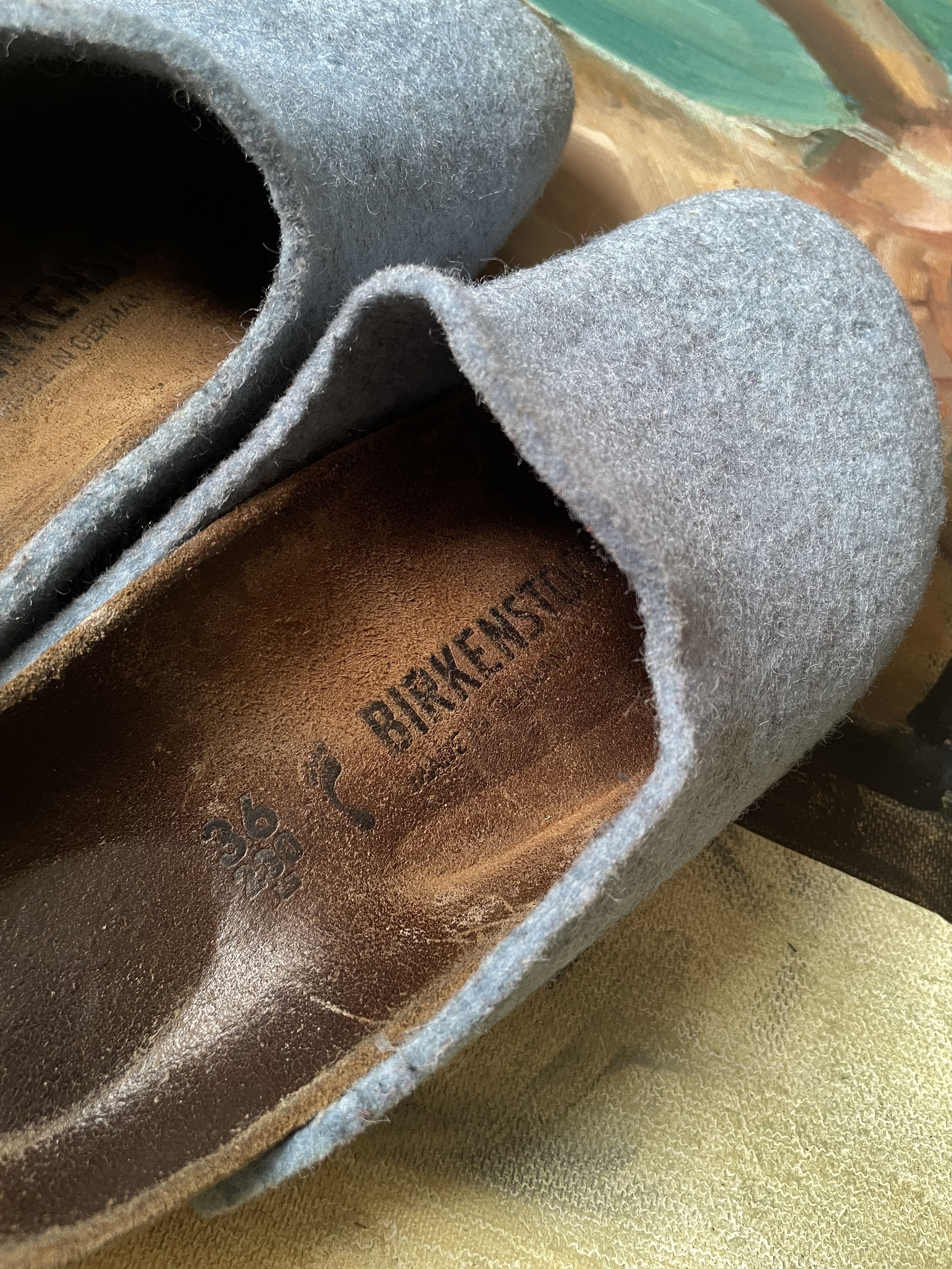 Birkenstock Birkenstock Amsterdam Wool Felt Slip On Clogs Light Blue Size US 5 / EU 37 - 3 Thumbnail