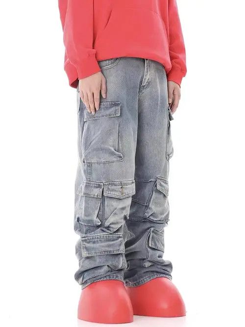 VIBE Vintage washed multi-pocket cargo jeans Size US 32 / EU 48 - 5 Thumbnail