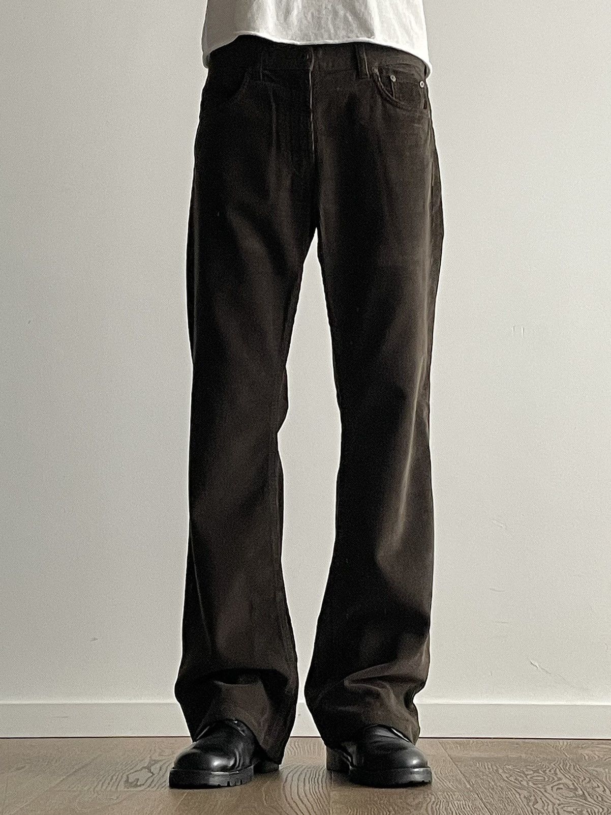 Pre-owned Miu Miu Early 2000's Bootcut Corduroy Pants In Brown