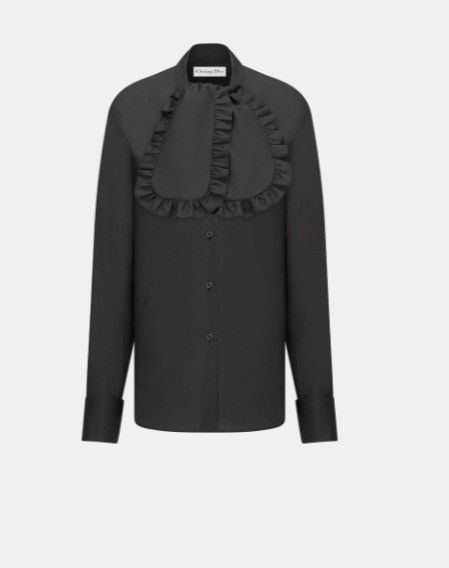 Dior o1w1db10924 Silk Ascot Blouse in Black Size S / US 4 / IT 40 - 1 Thumbnail
