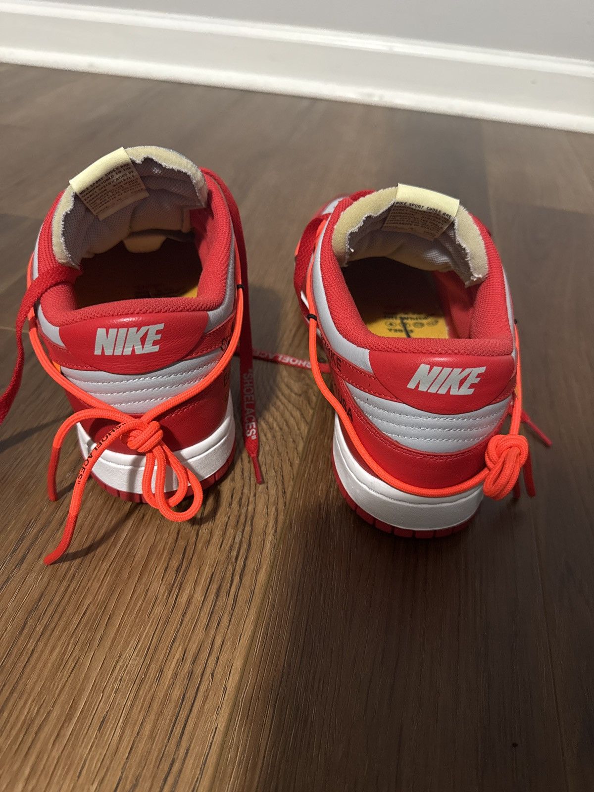 Nike × Off-White Off-White x Dunk Low ‘University Red’ Size US 11 / EU 44 - 4 Thumbnail