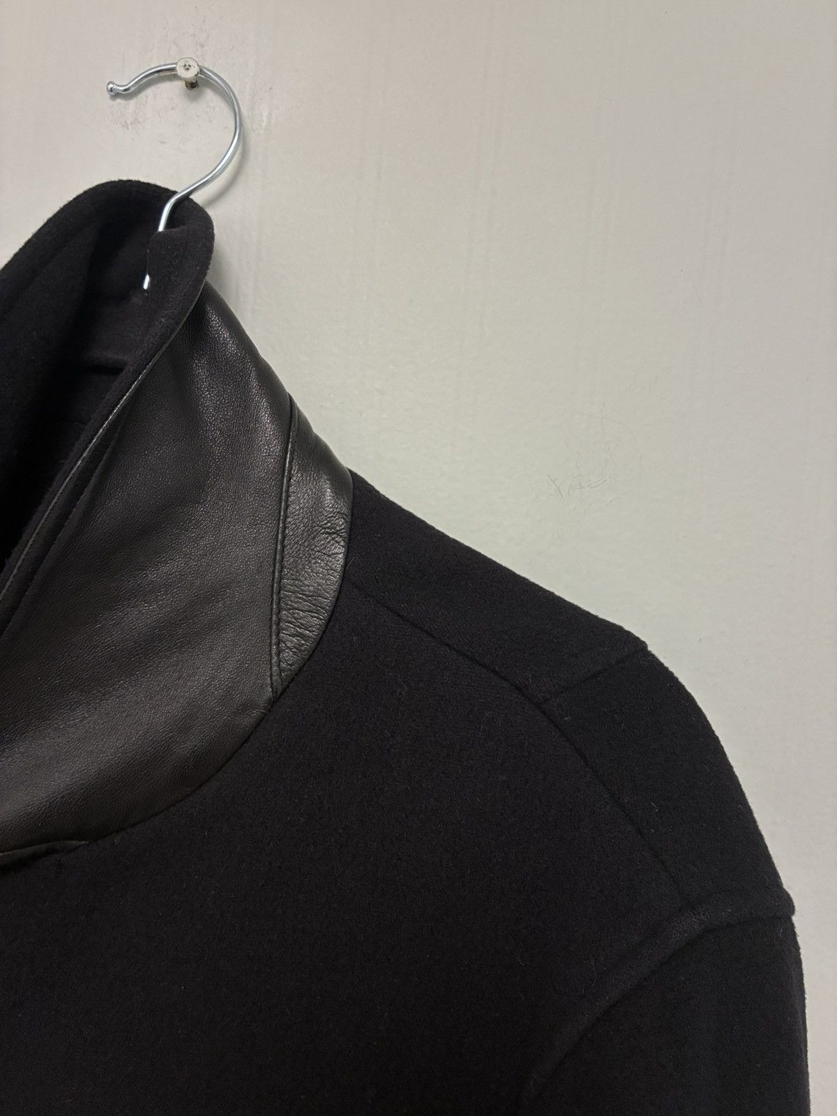John Varvatos Black leather collar peacoat jacket EU 50 USA 40 Size US M / EU 48-50 / 2 - 4 Thumbnail