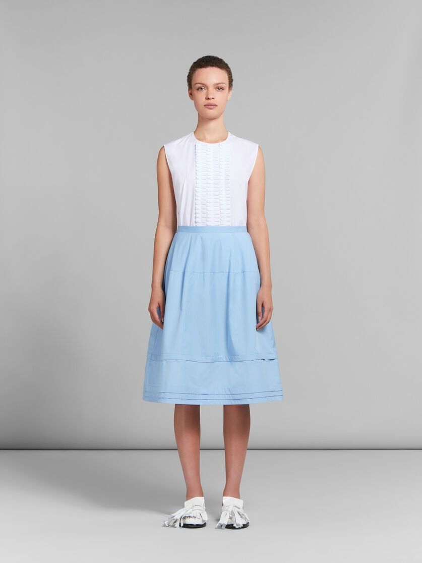 Marni oc11z0525 Poplin Flared Midi Skirt in Light Blue Size 27" / US 4 / IT 40 - 2 Thumbnail