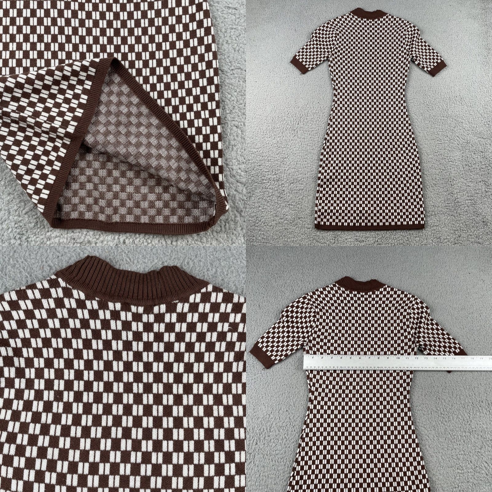 Abercrombie & Fitch VINTAGE Abercrombie & Fitch XXSP Knit Bodycon Checkered Dress Ultra Soft EUC Dress P2XS Midi White Short Sleeve Crew Neck Petites Womens Size XXS / US 00 / IT 34 - 8 Thumbnail