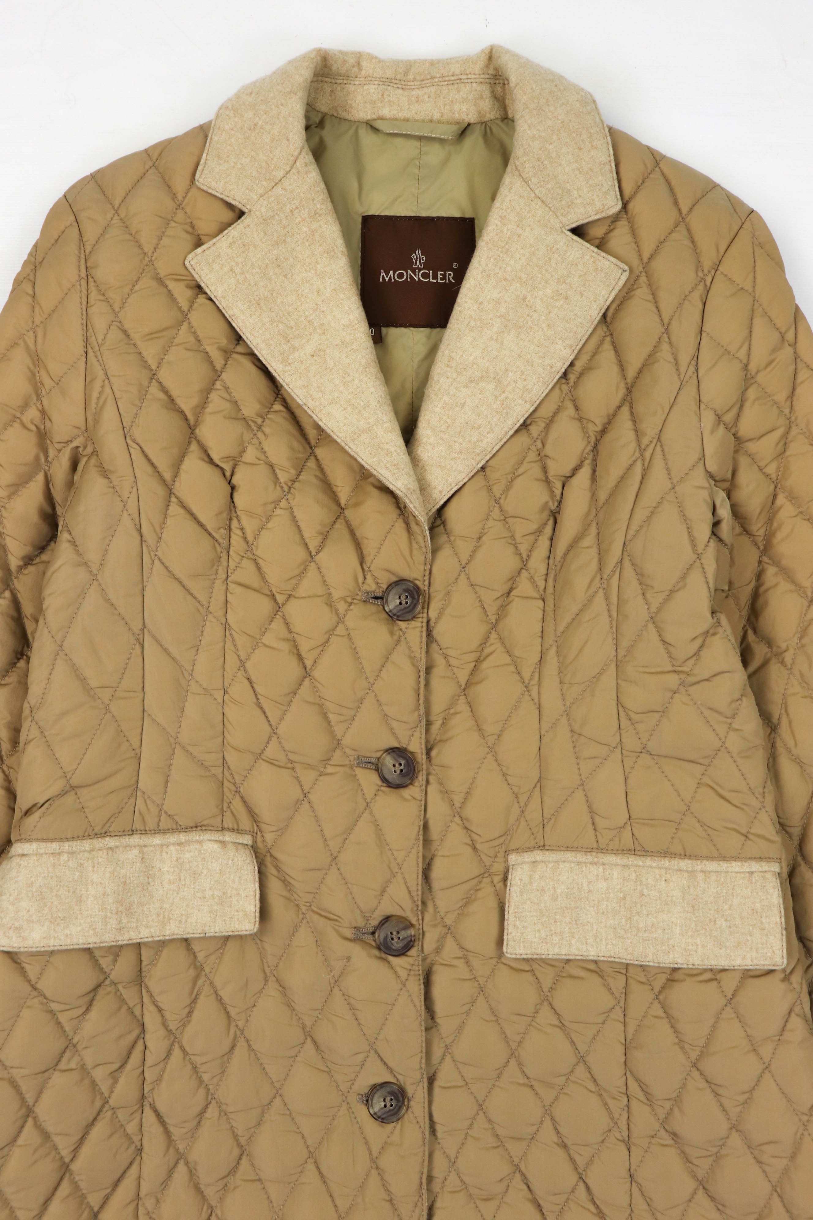 Moncler Vintage Moncler Beige Quilted Nylon Down Puffer Coat Jacket Size XS / US 0-2 / IT 36-38 - 3 Thumbnail
